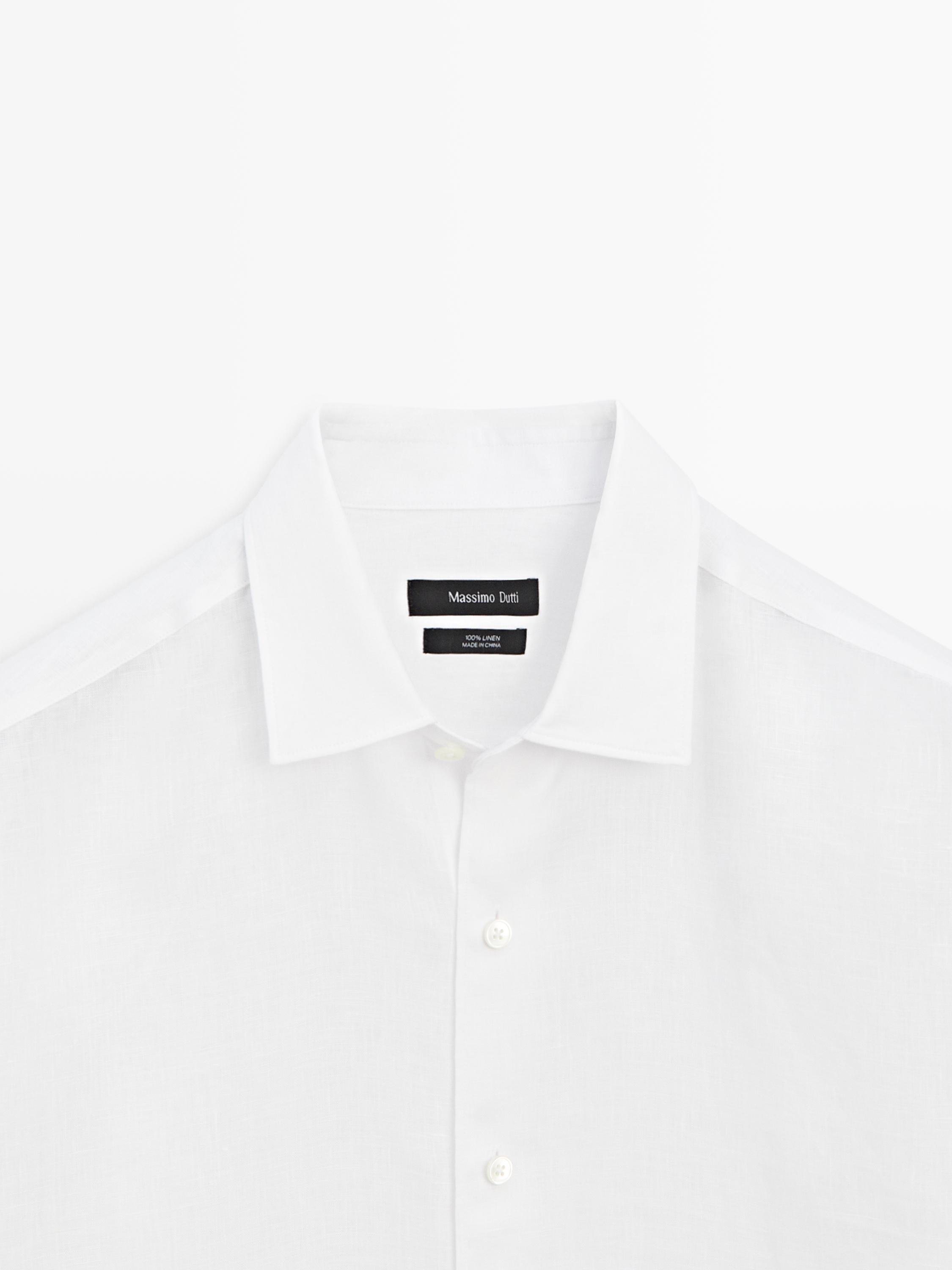 Extra fine regular fit linen shirt — WHITE