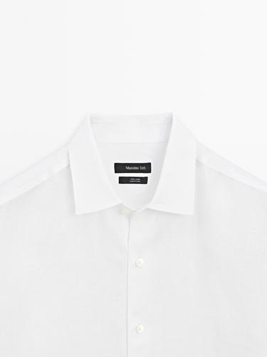 Extra fine regular fit linen shirt — WHITE 9