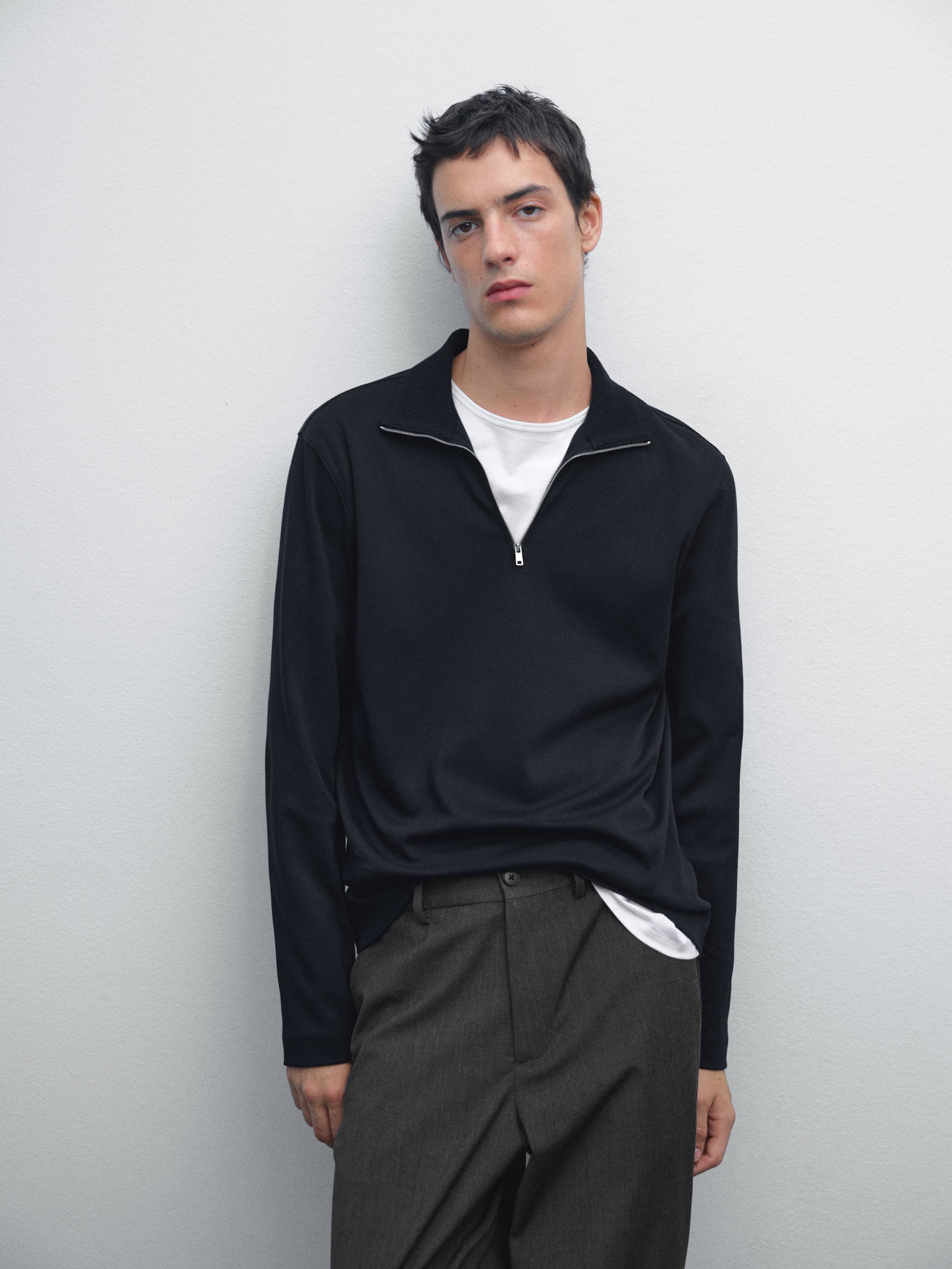 Polo cuello mock cremallera