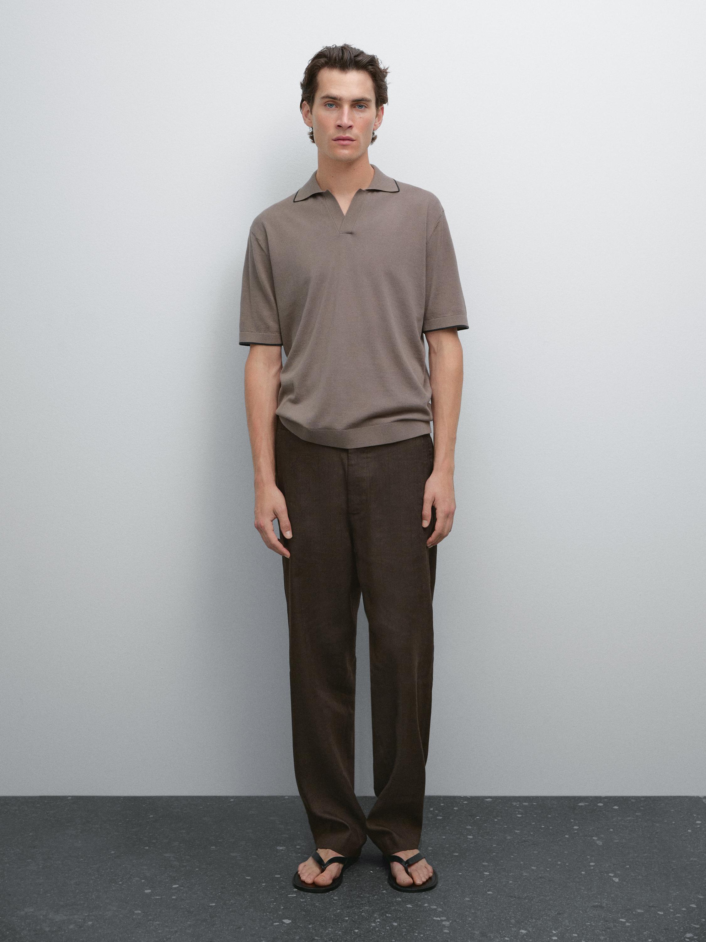 Knit polo shirt with contrast detail