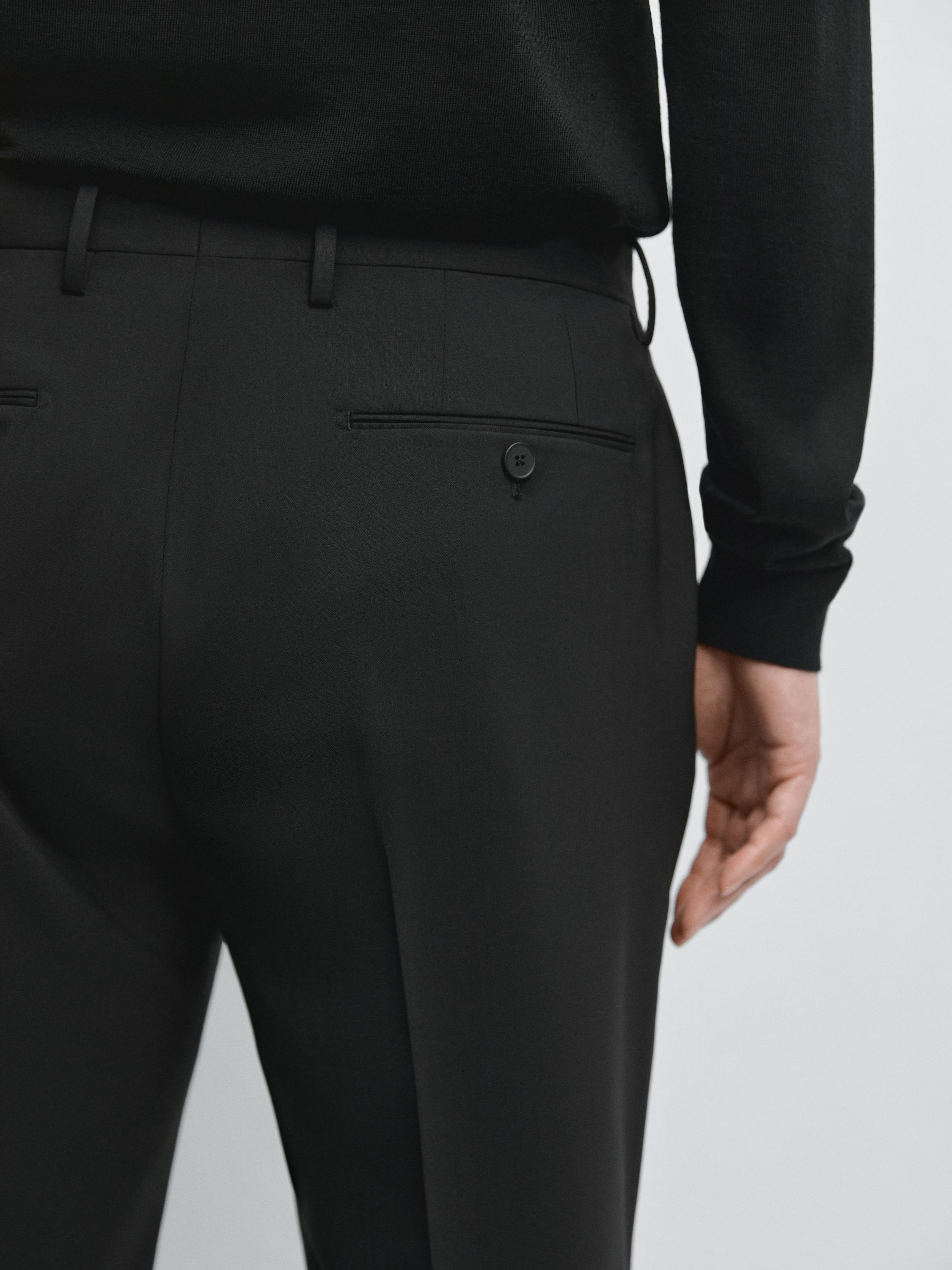 100% wool suit pants — BLACK