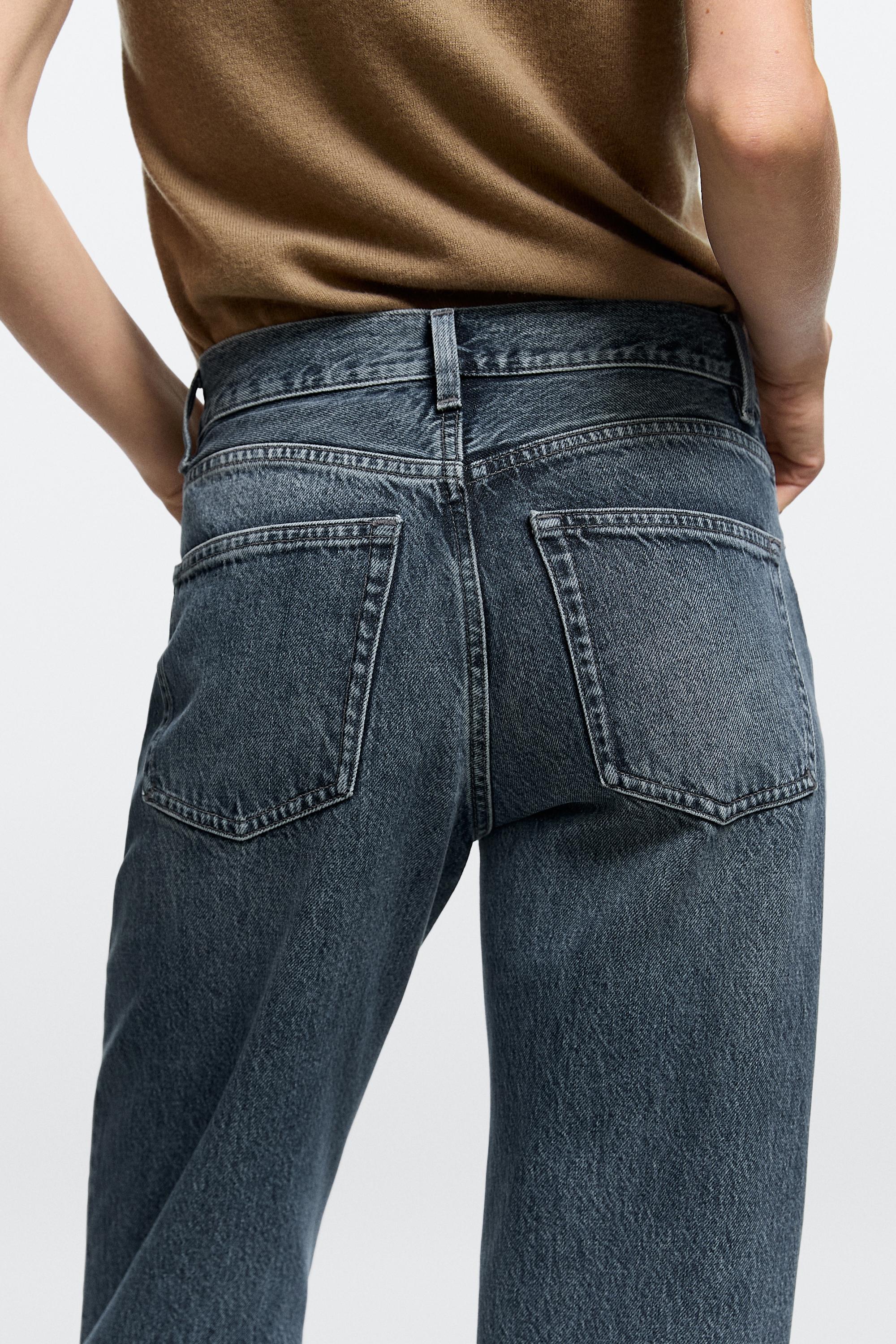 High-waist straight-leg jeans — Light Blue