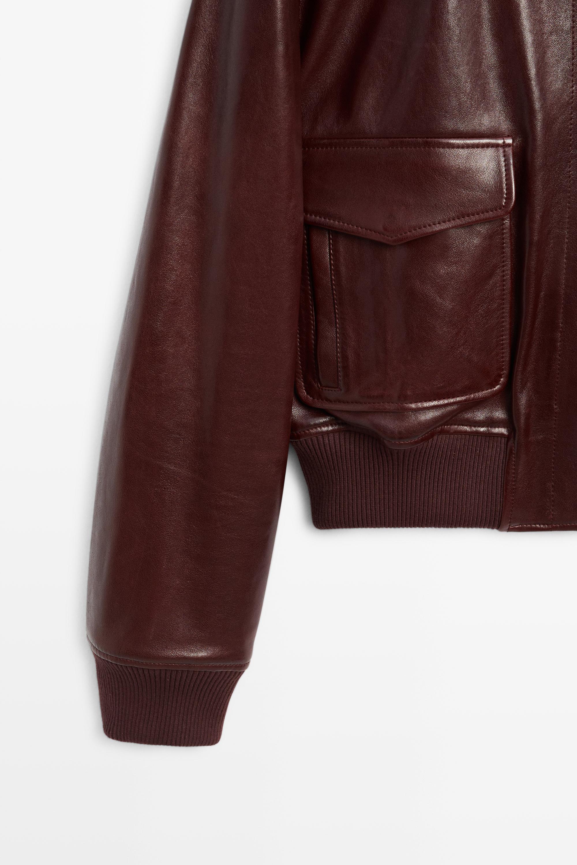 Nappa leather jacket with pockets — MAROON