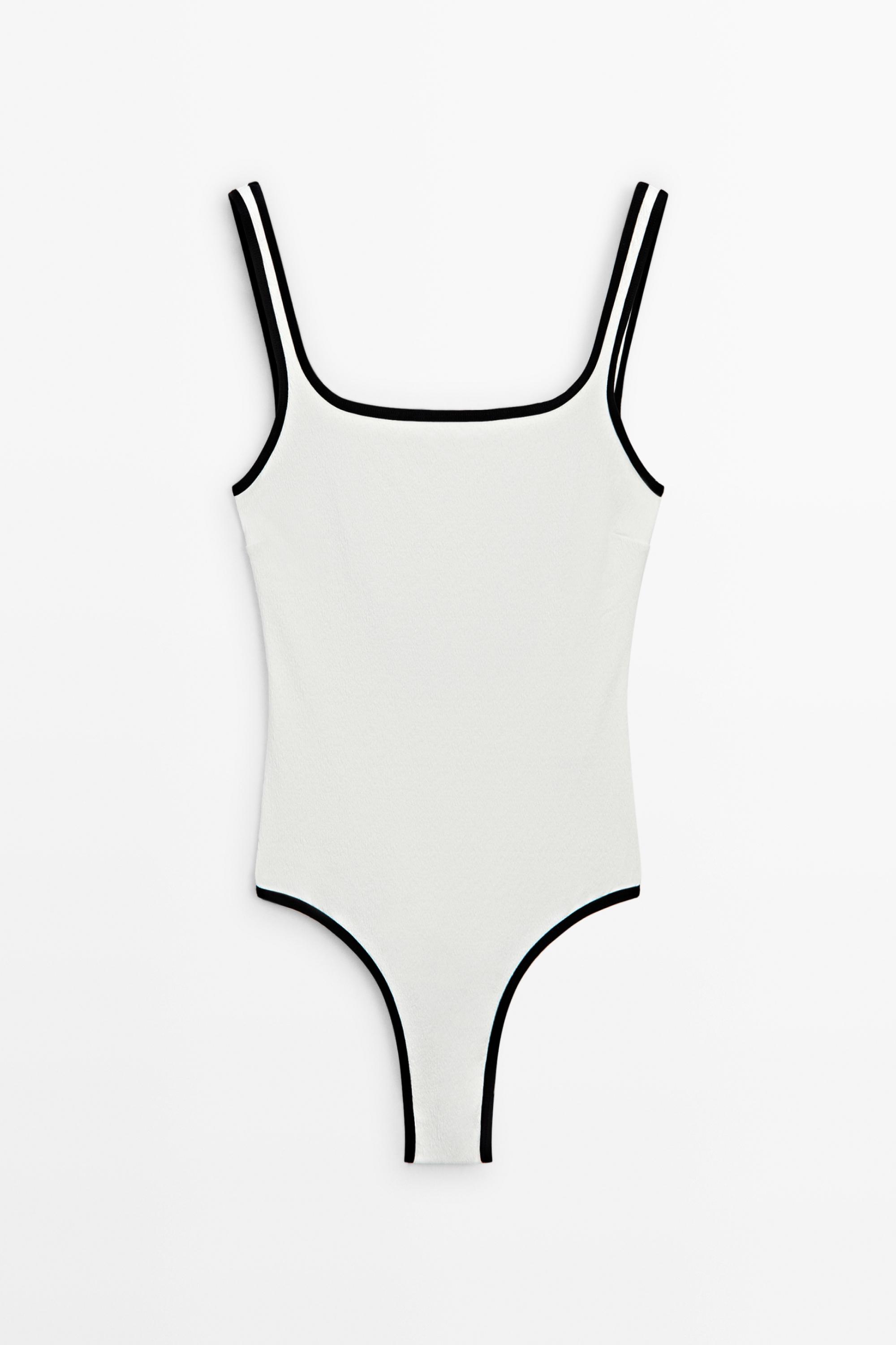 Contrast texture swimsuit — Off white