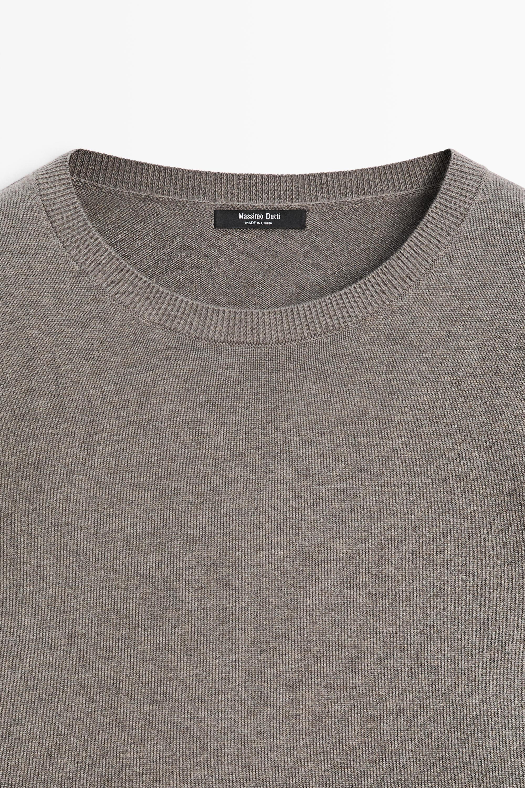 Oversize knit sweater with double sleeve detail — DARK KHAKI