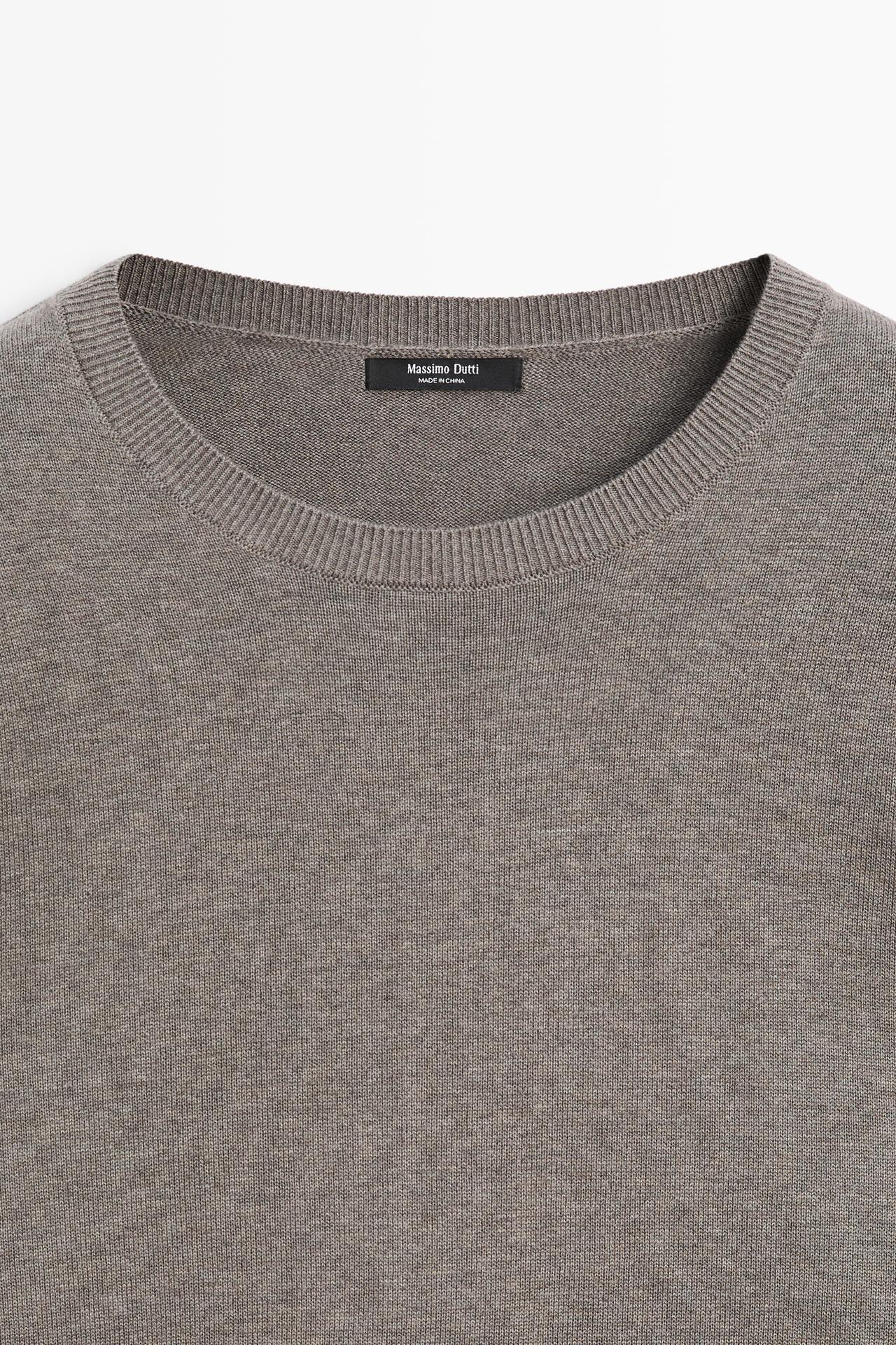Oversize knit sweater with double sleeve detail — DARK KHAKI