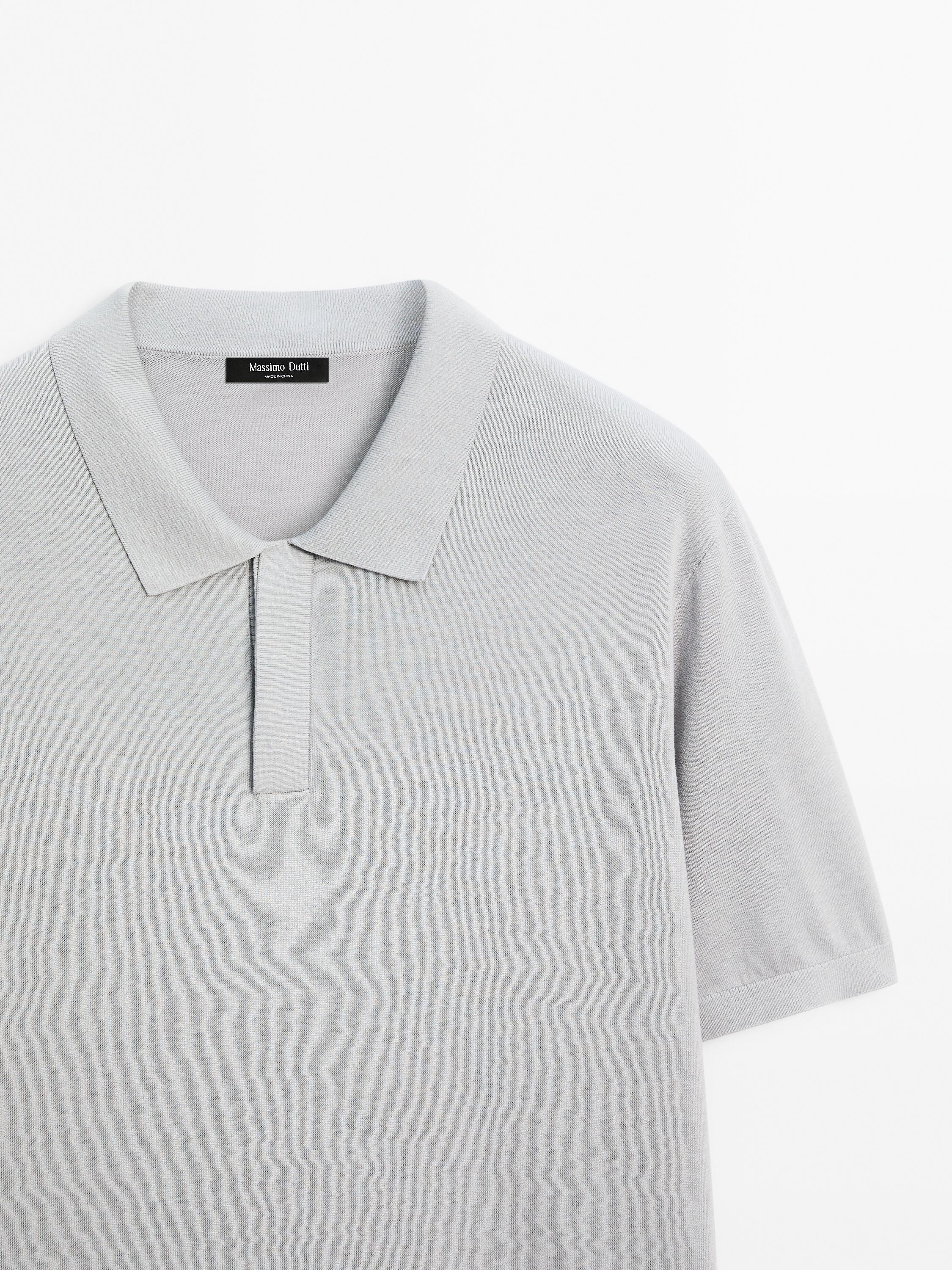 Cotton blend knit polo shirt