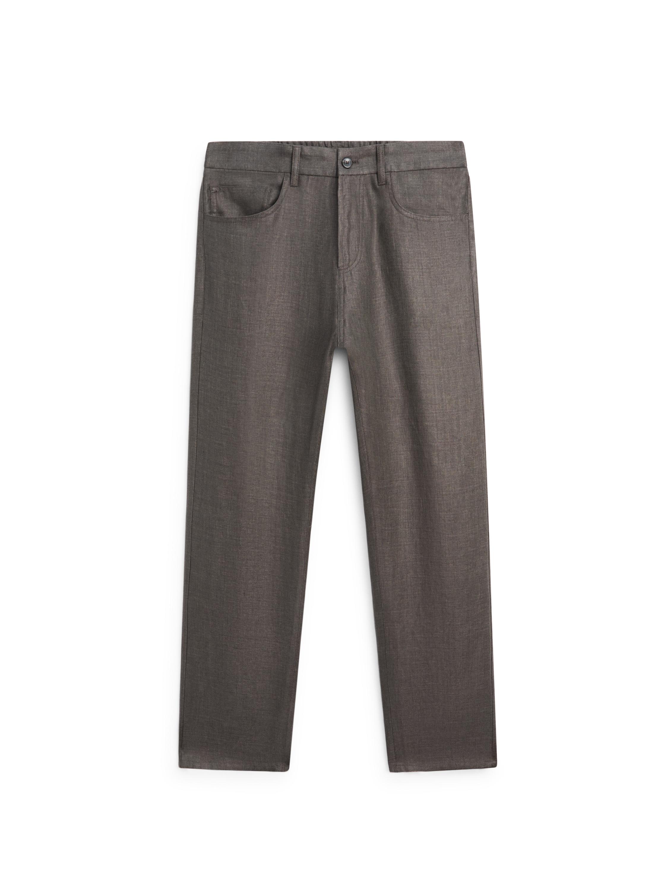 Wide-leg linen trousers — Greyish green