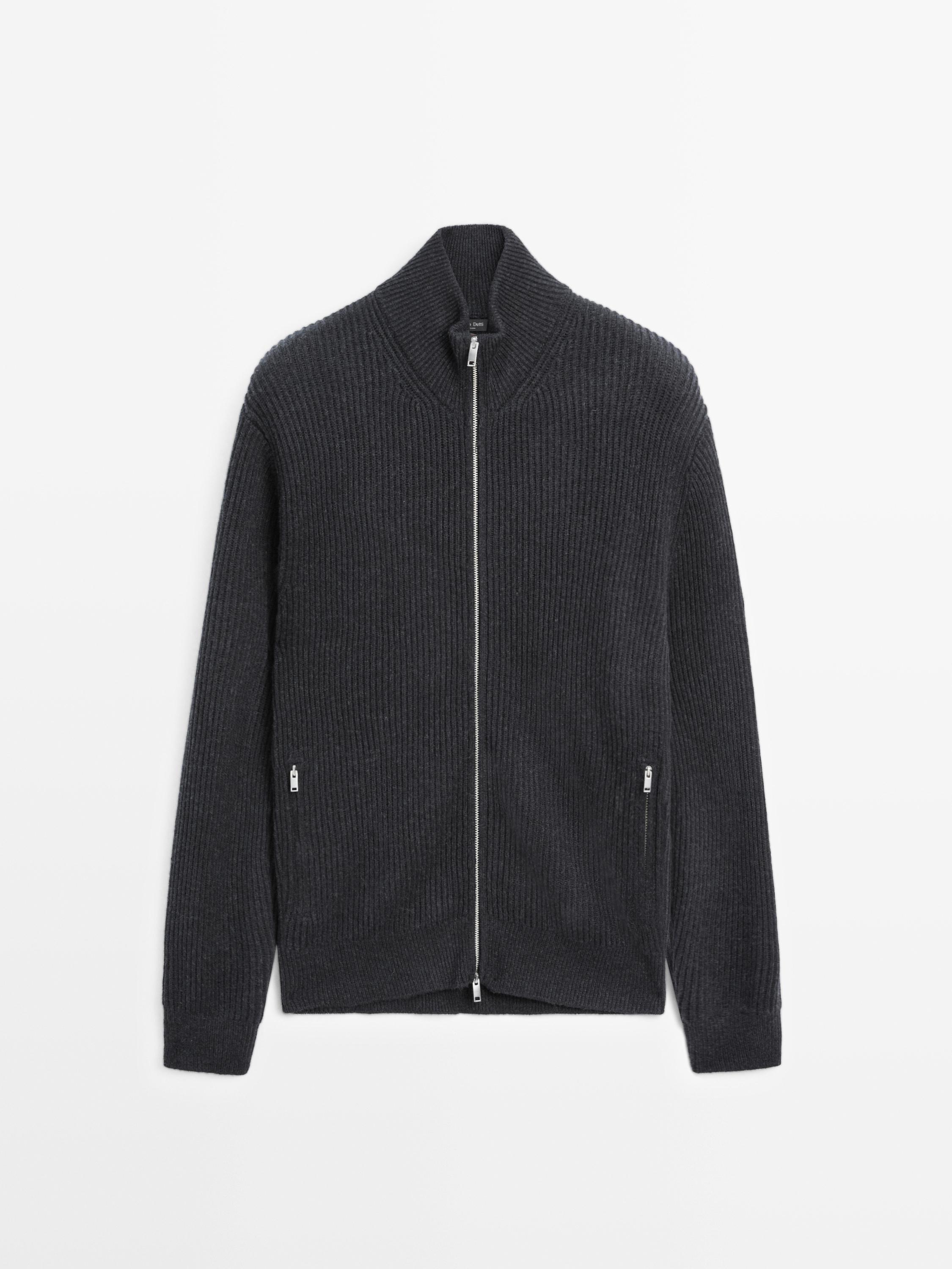 Cardigan with zip pockets and contrast detail