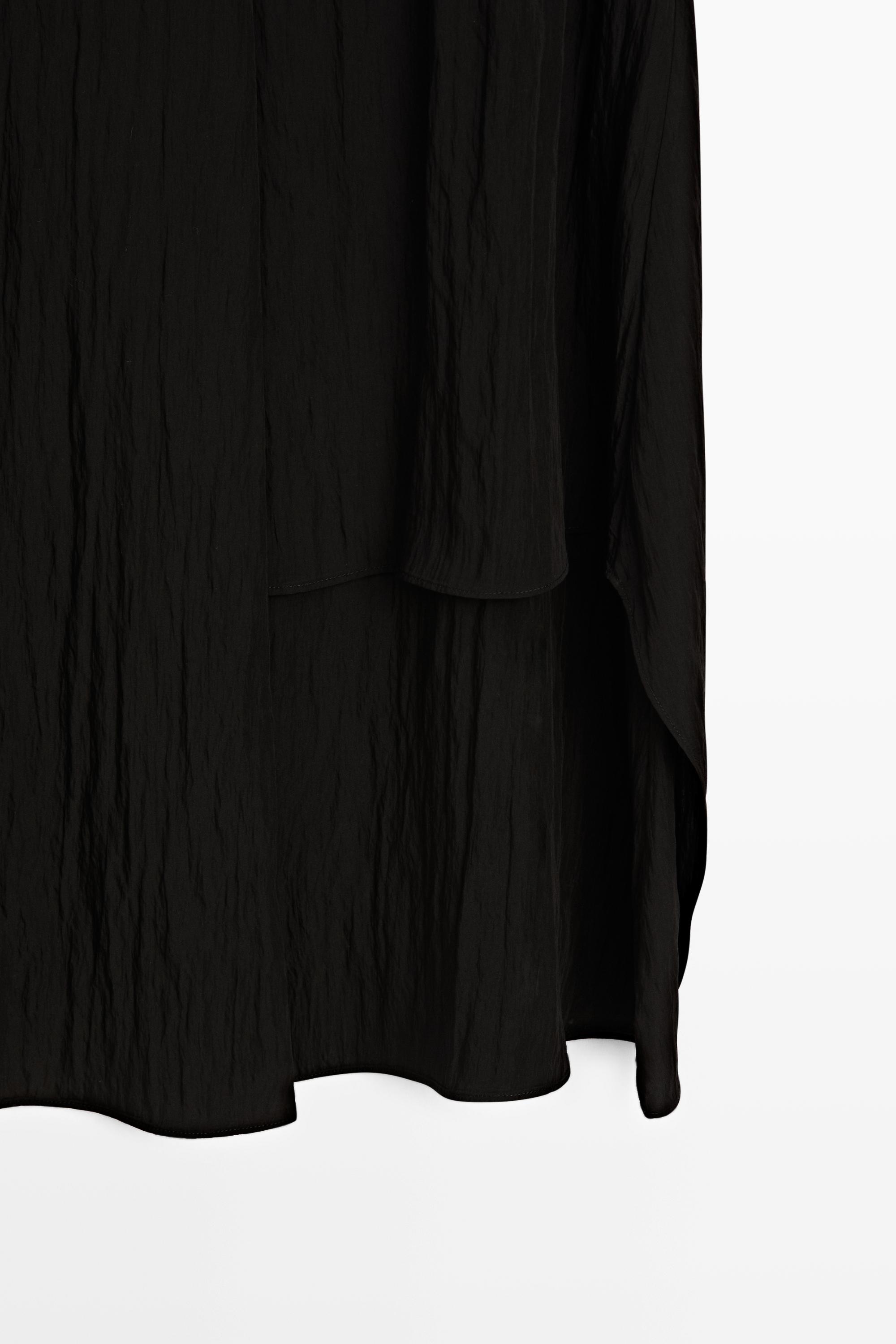 Flowing asymmetrical panel midi skirt — BLACK