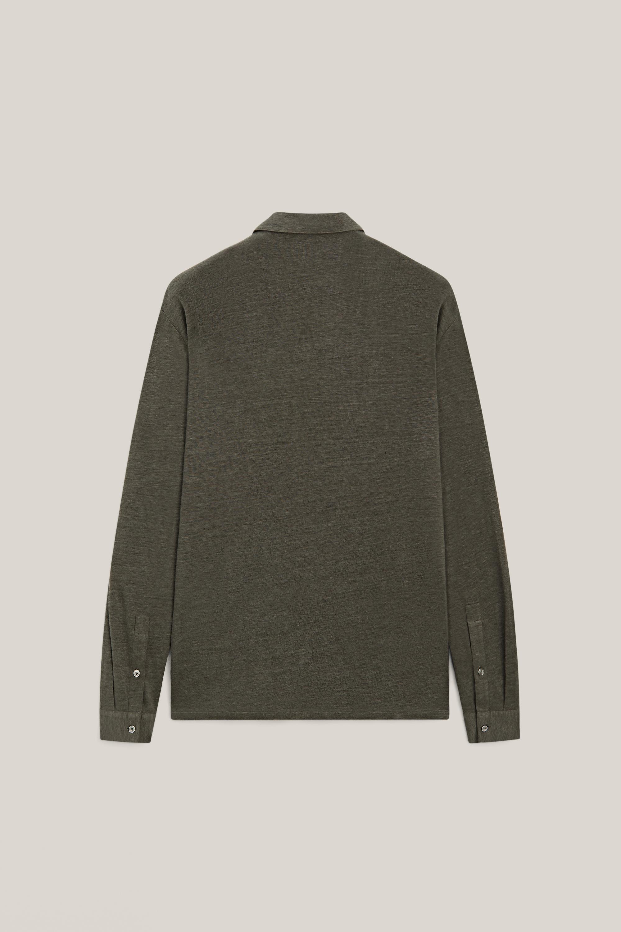 100% linen long sleeve polo shirt - LIMITED EDITION — KHAKI