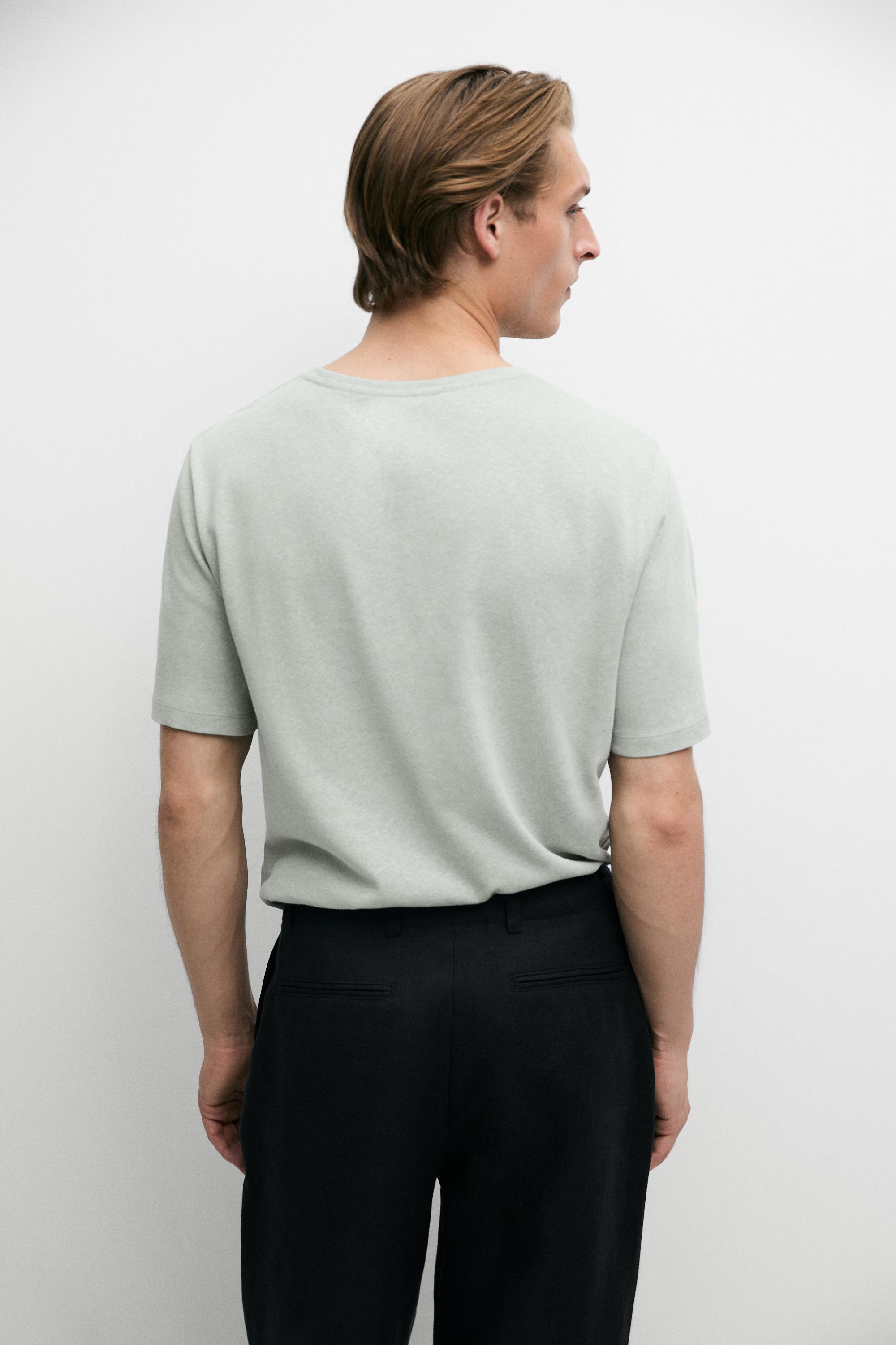 Short sleeve linen and cotton T-shirt — GREEN