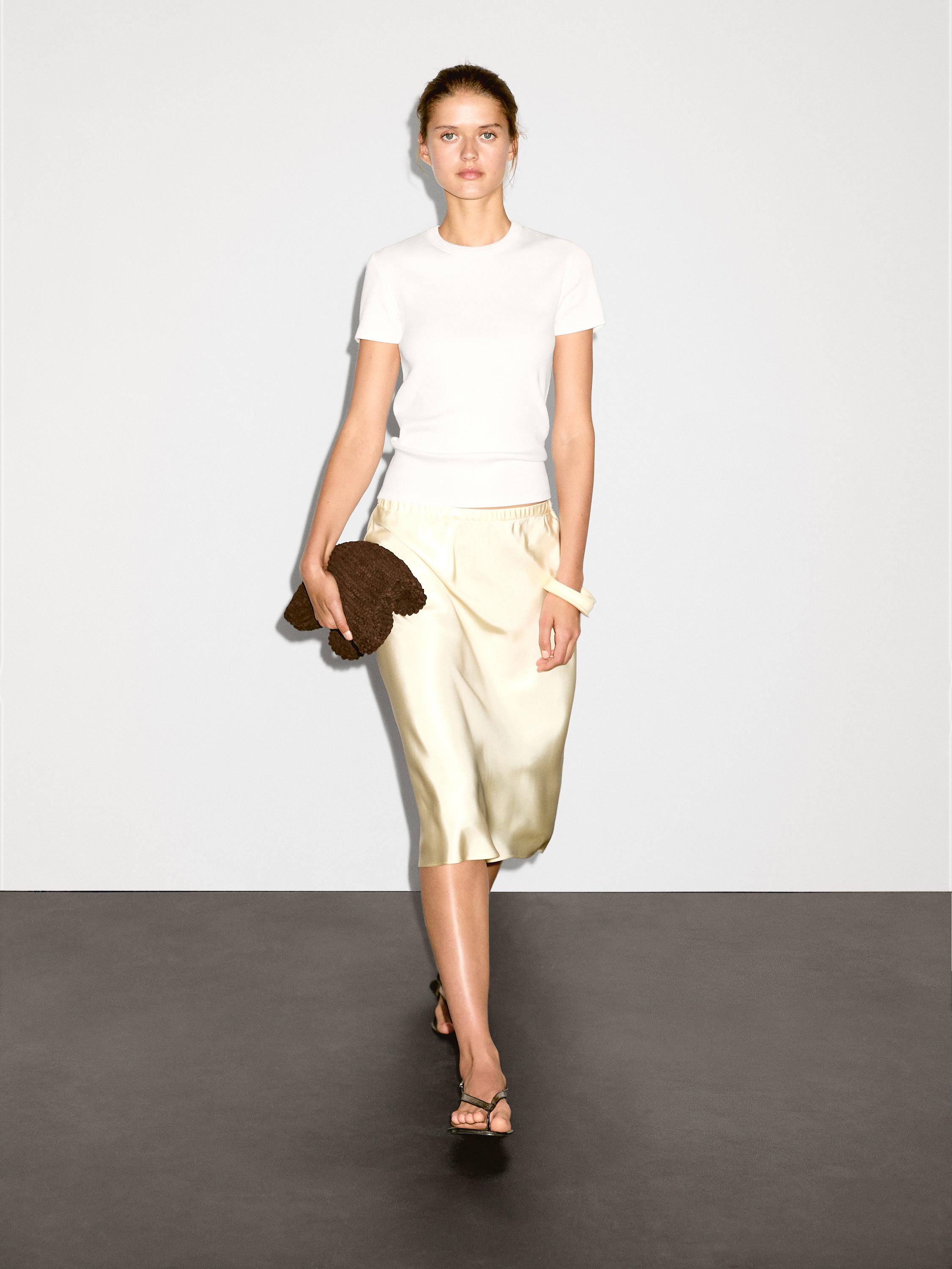 Ribcord T-shirt van zwaar materiaal met korte mouw