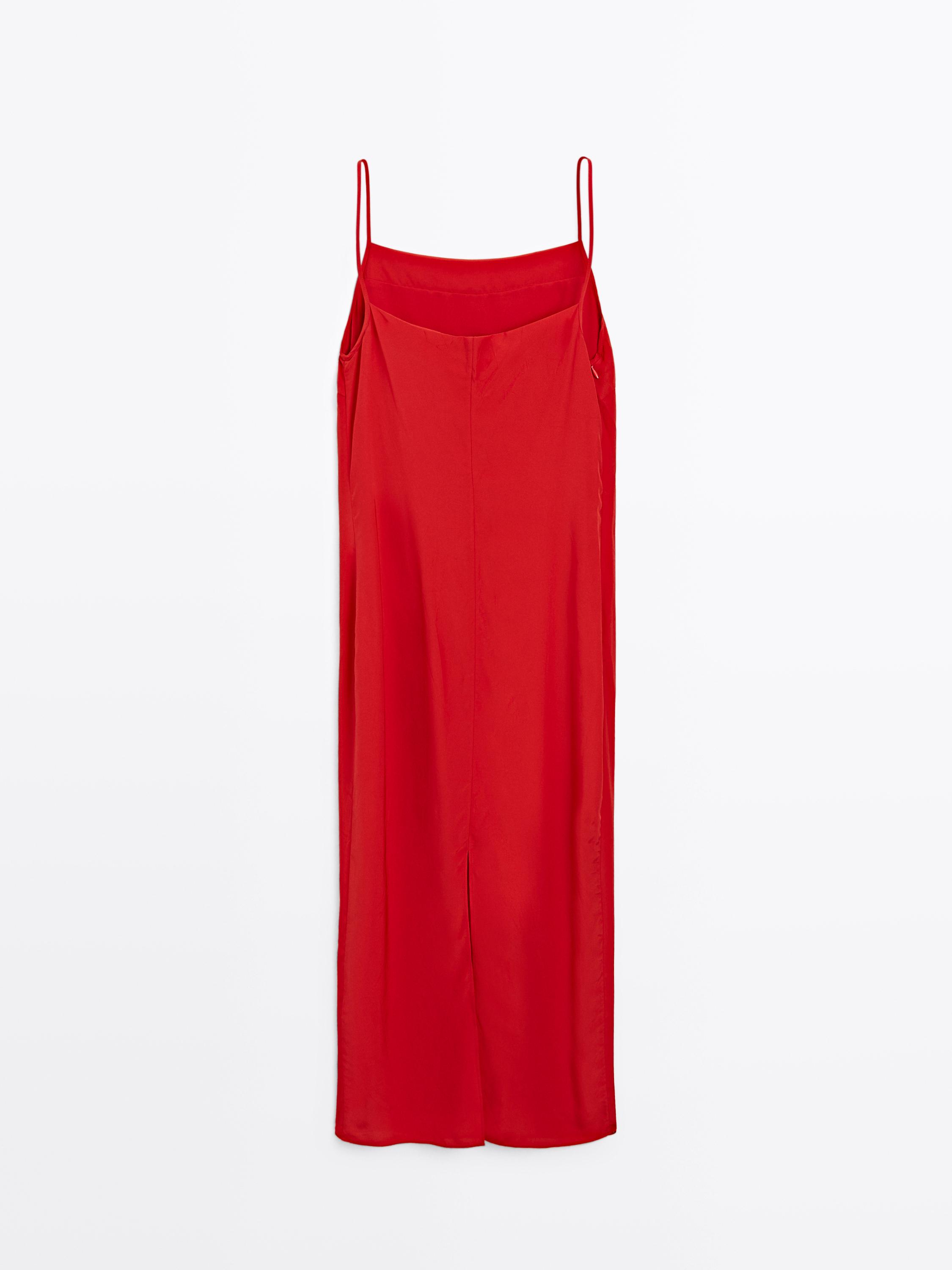 Midi dress with a straight neckline