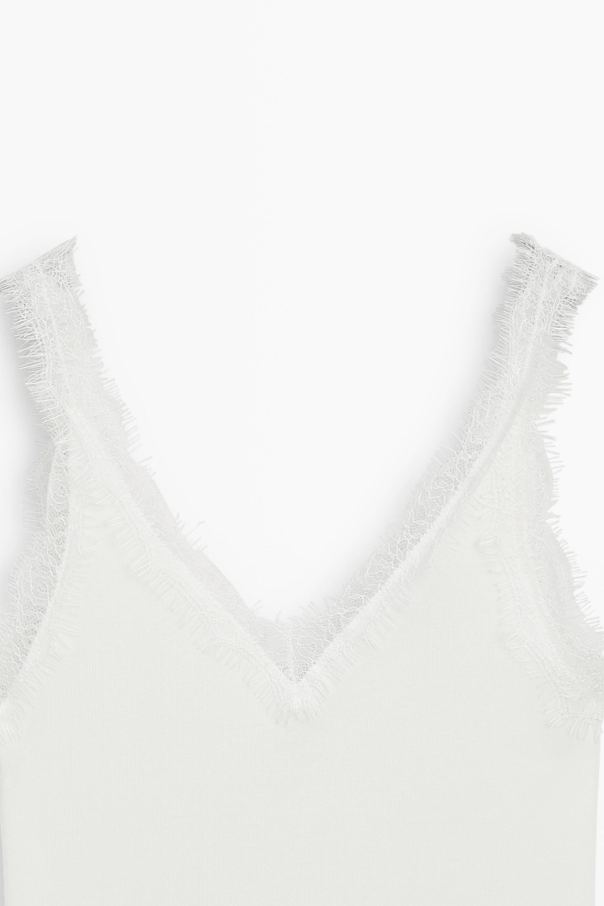 Strappy lace-trim top — Off white