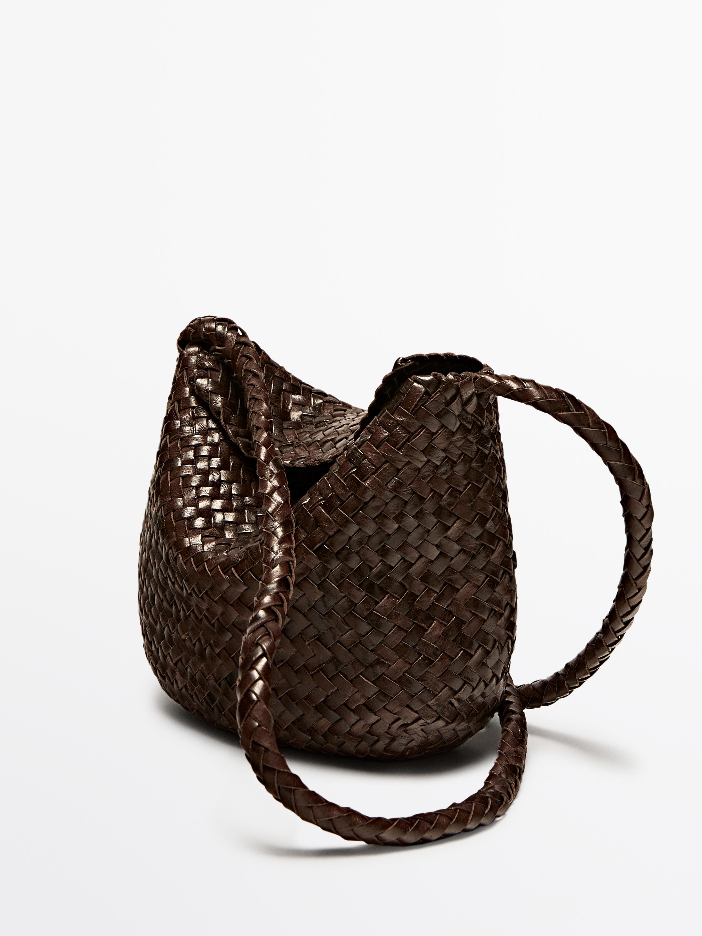 Braided nappa leather crossbody bag