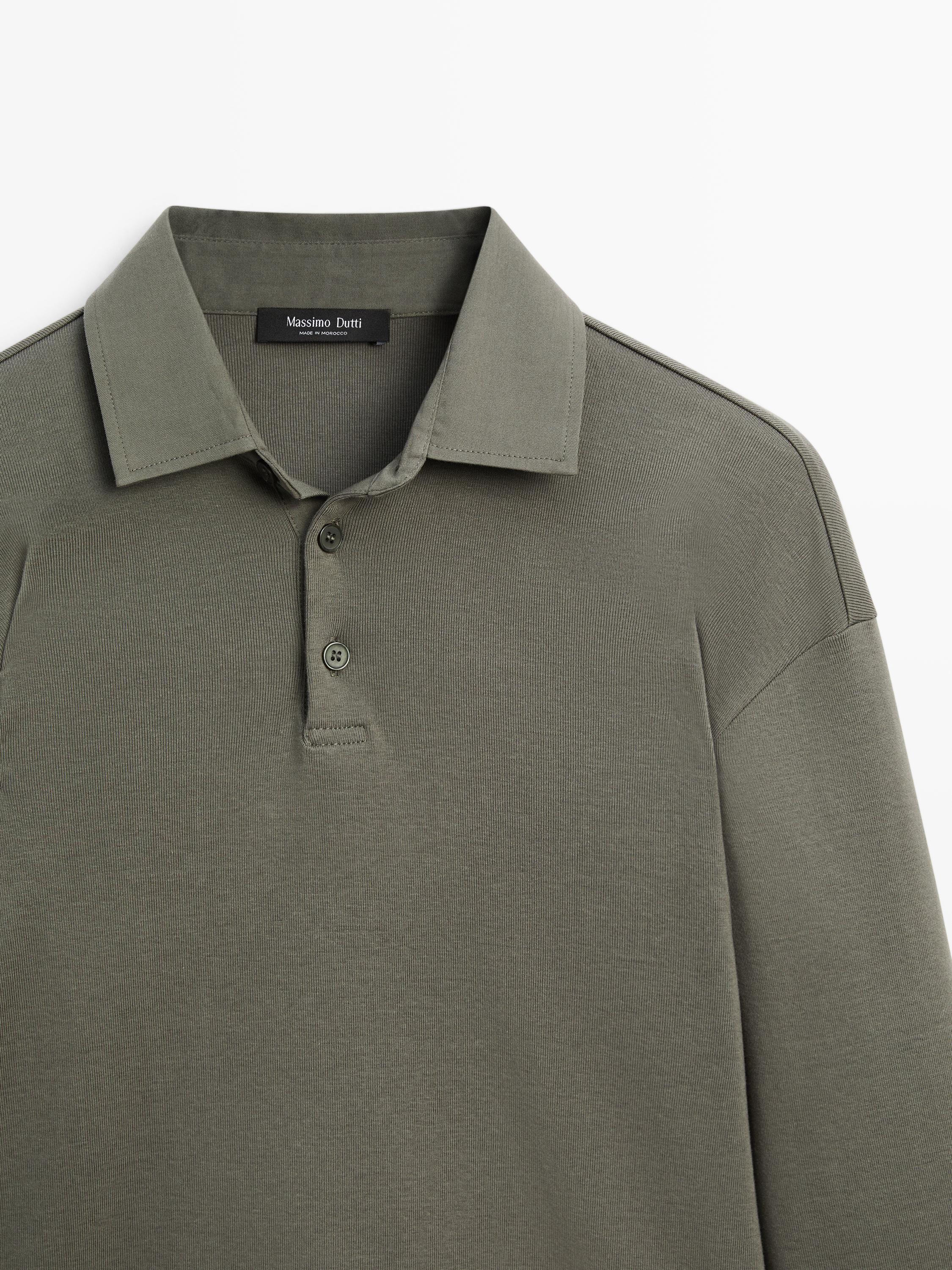 Langarm-Poloshirt mit abgesetztem Kragen