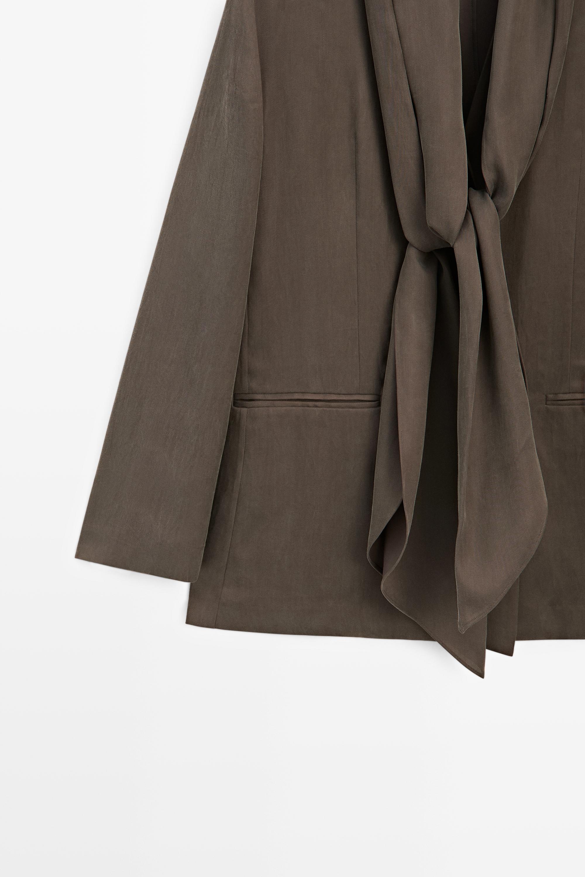 Total look flowing overshirt with tie detail — PLUM