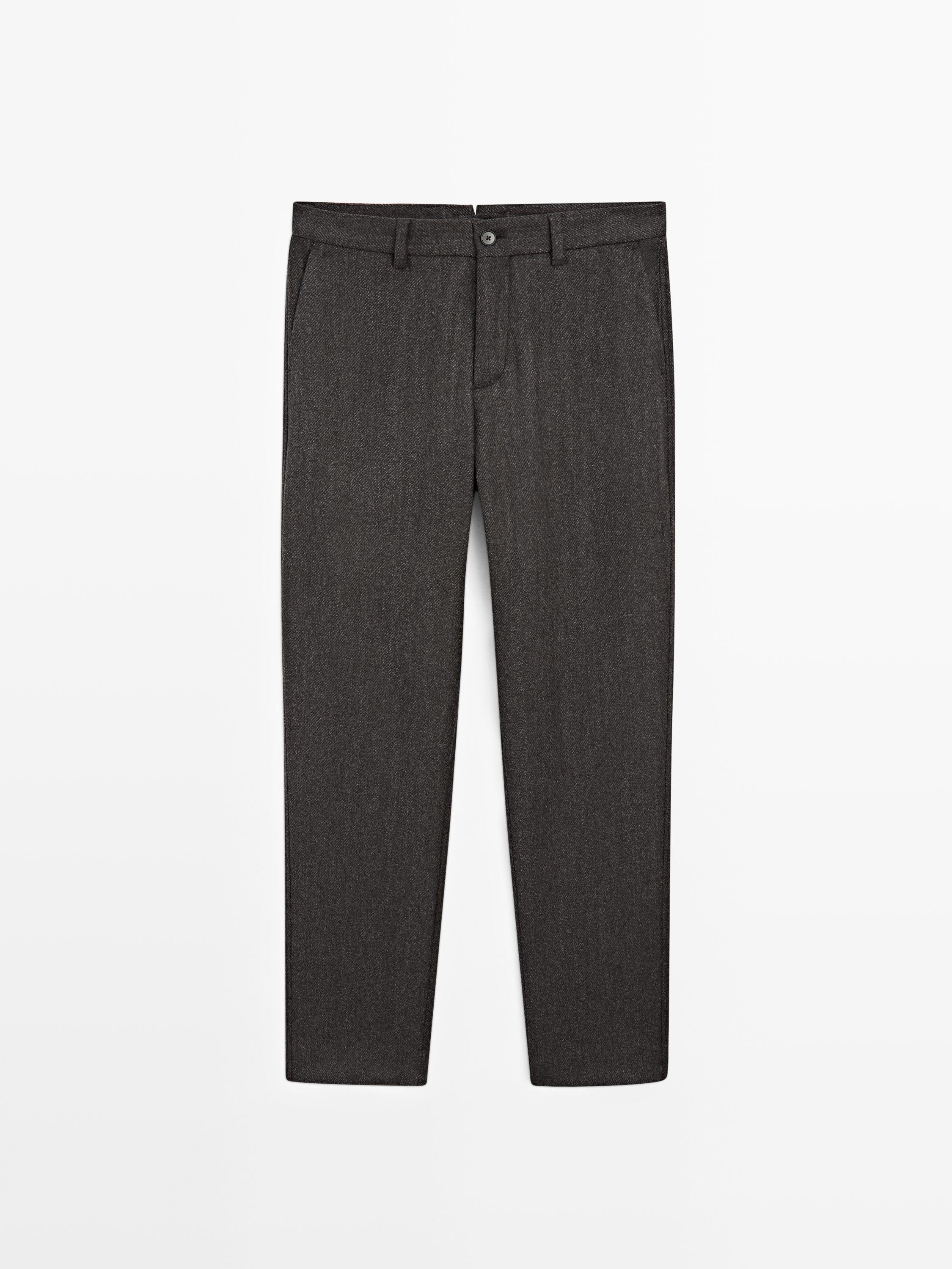 Twill wool blend trousers