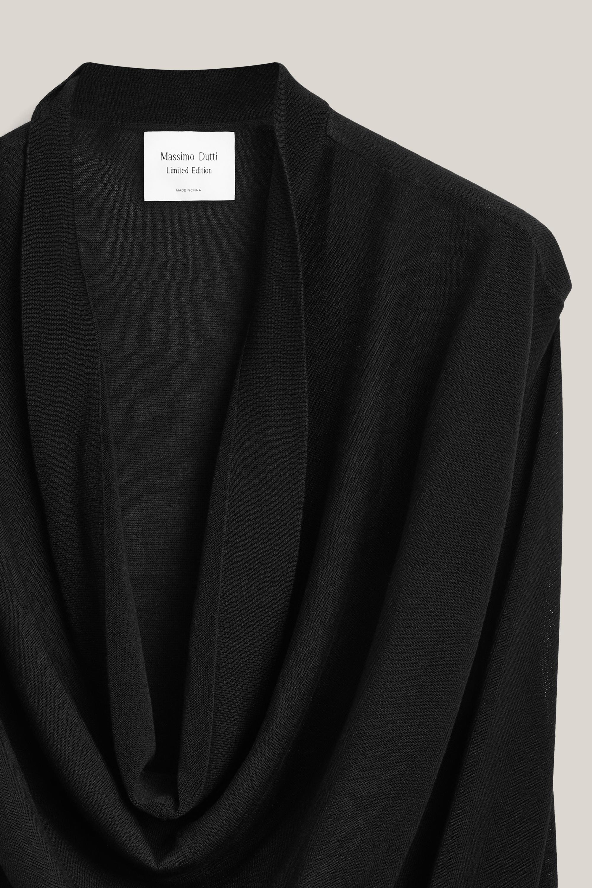 Silk blend top with cowl neckline - LIMITED EDITION — BLACK