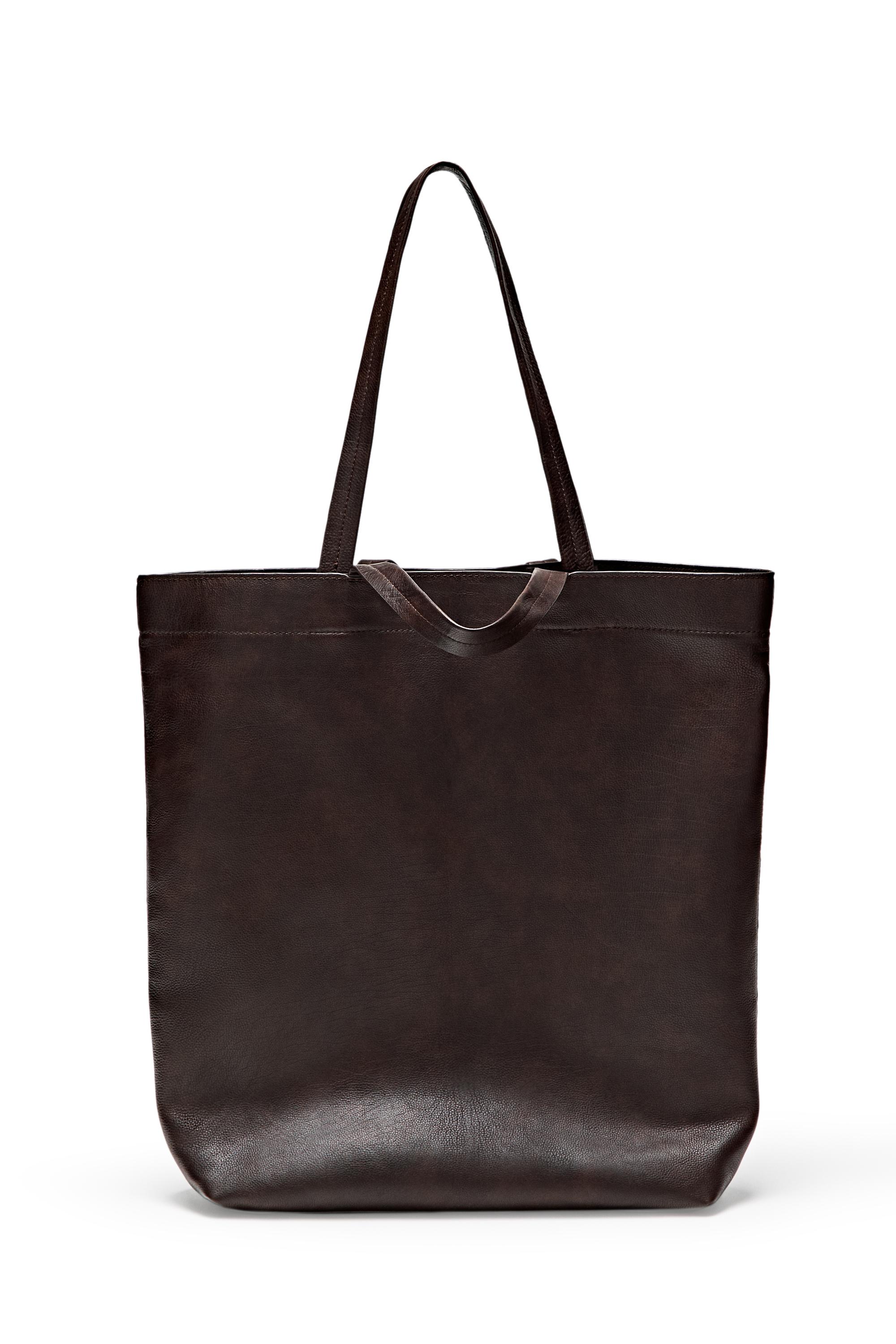 Nappa leather tote bag — BROWN
