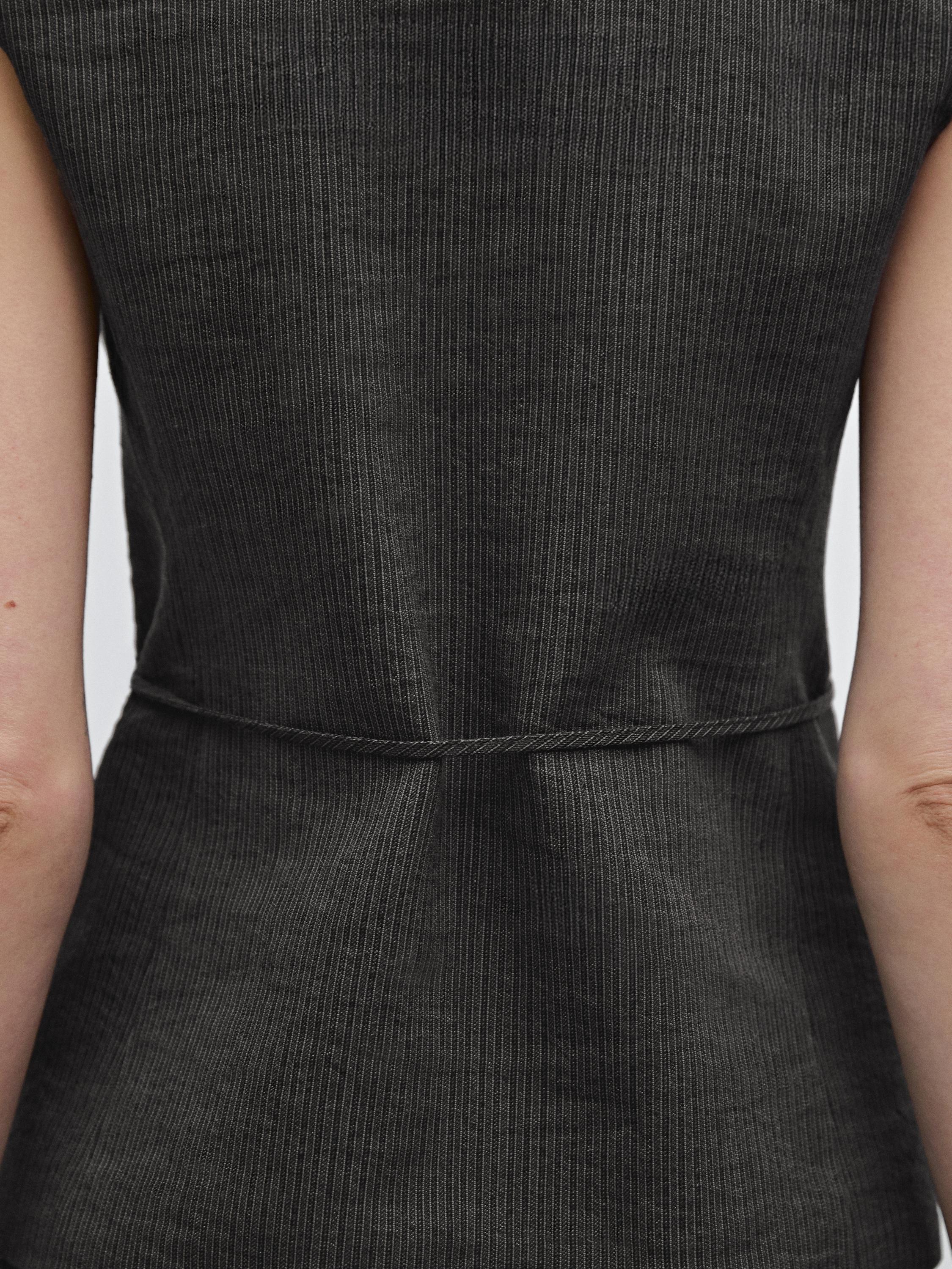 Jauktas kokvilnas veste ar lenti
