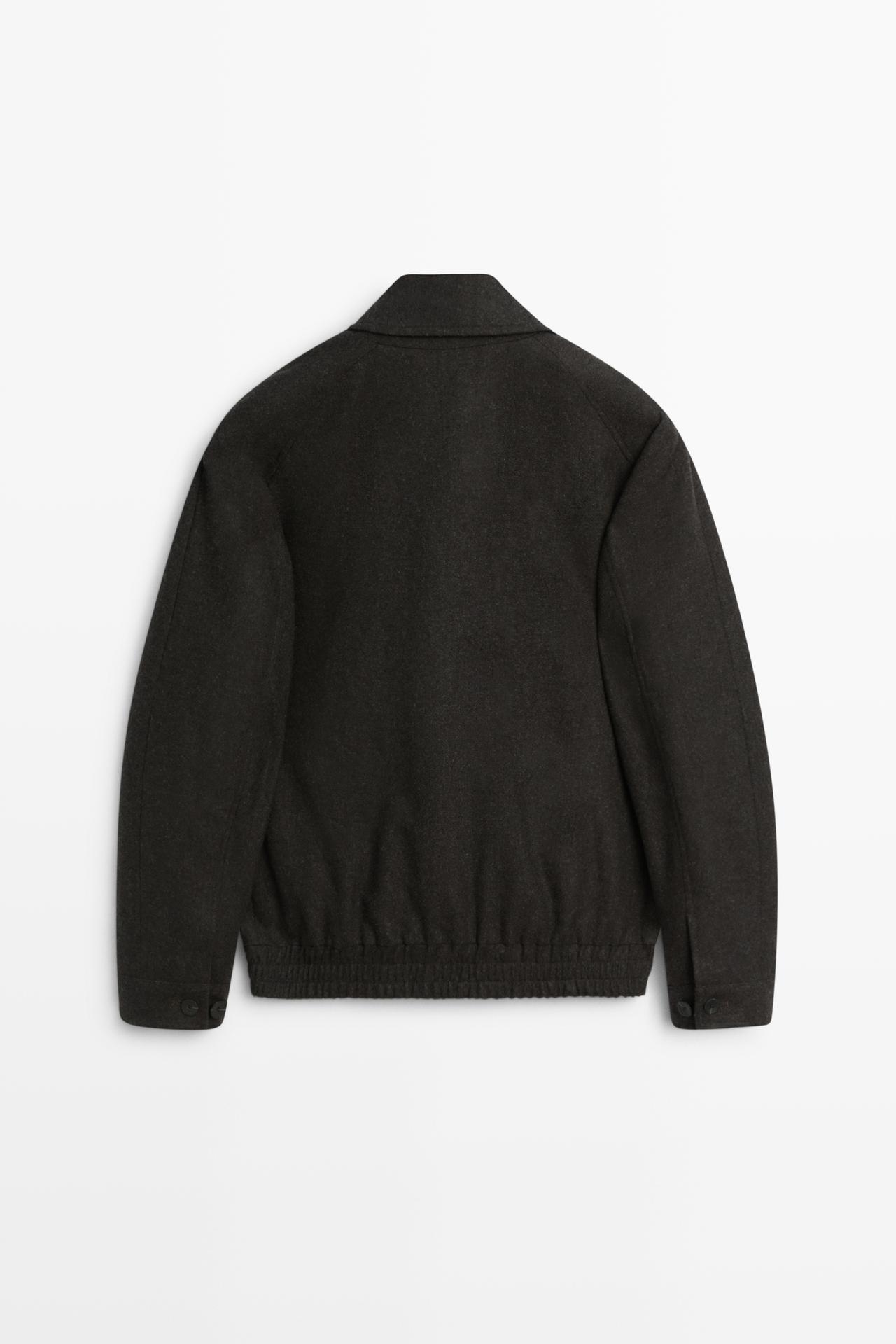 Wool-blend flannel bomber, total look — BROWN