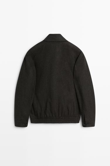 Wool-blend flannel bomber, total look — BROWN 6