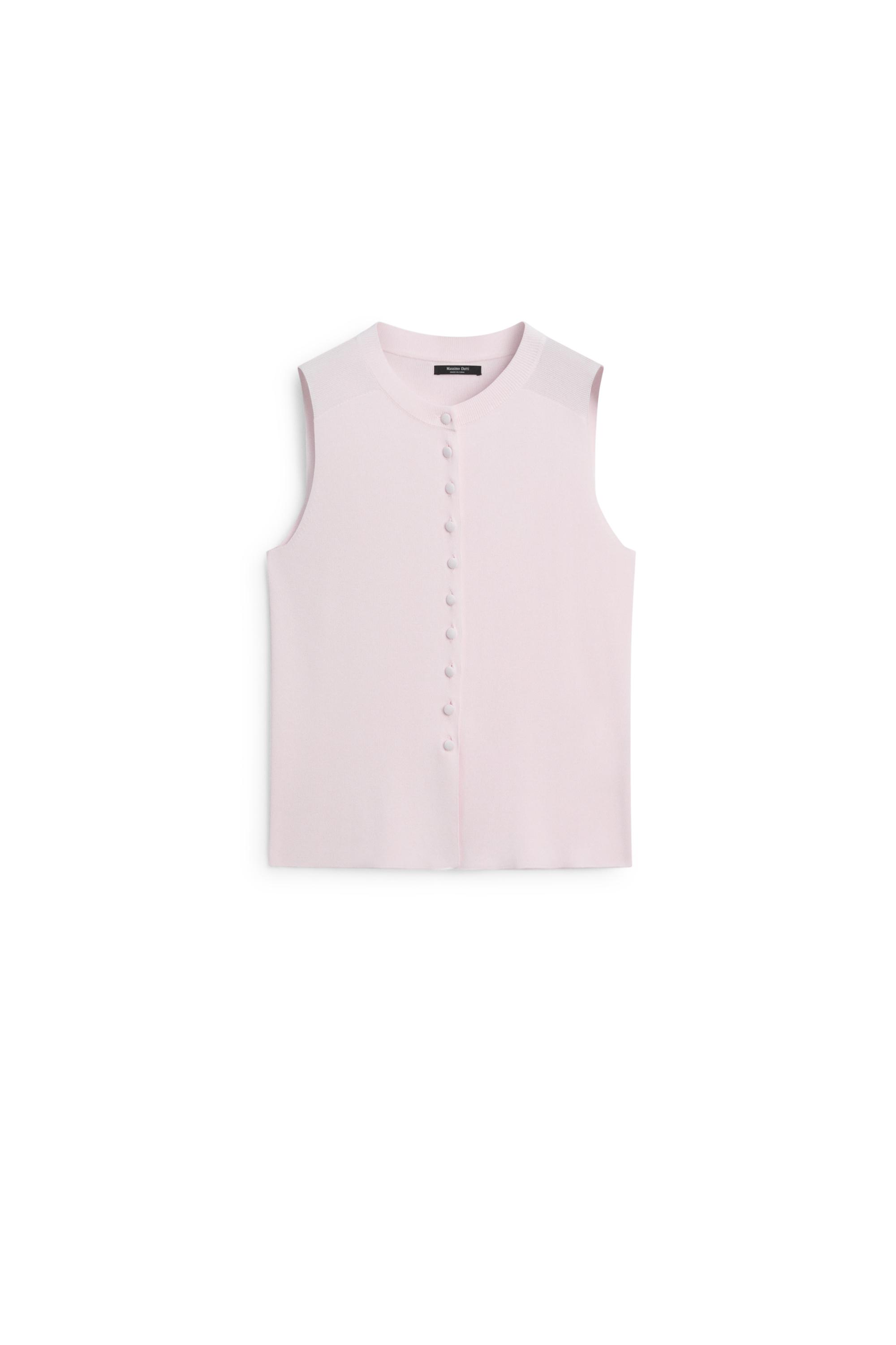 Fine-knit vest with covered buttons — PINK