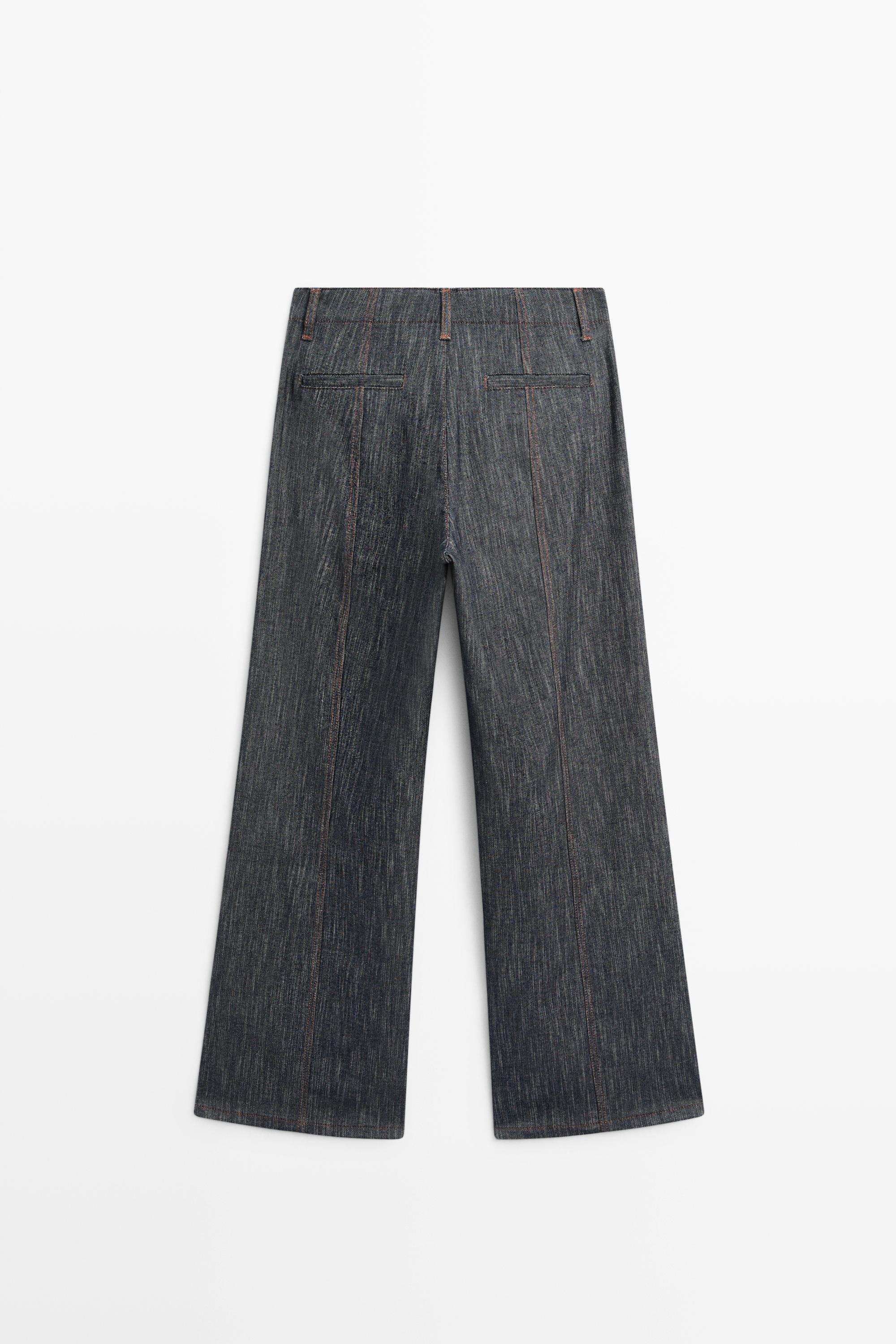 Wide-leg denim effect pants — INDIGO