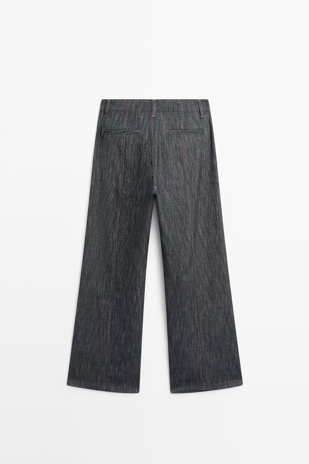 Wide-leg denim effect pants — INDIGO