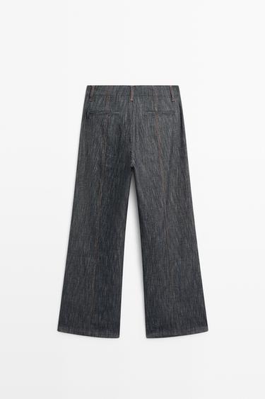 Wide-leg denim effect pants — INDIGO 6
