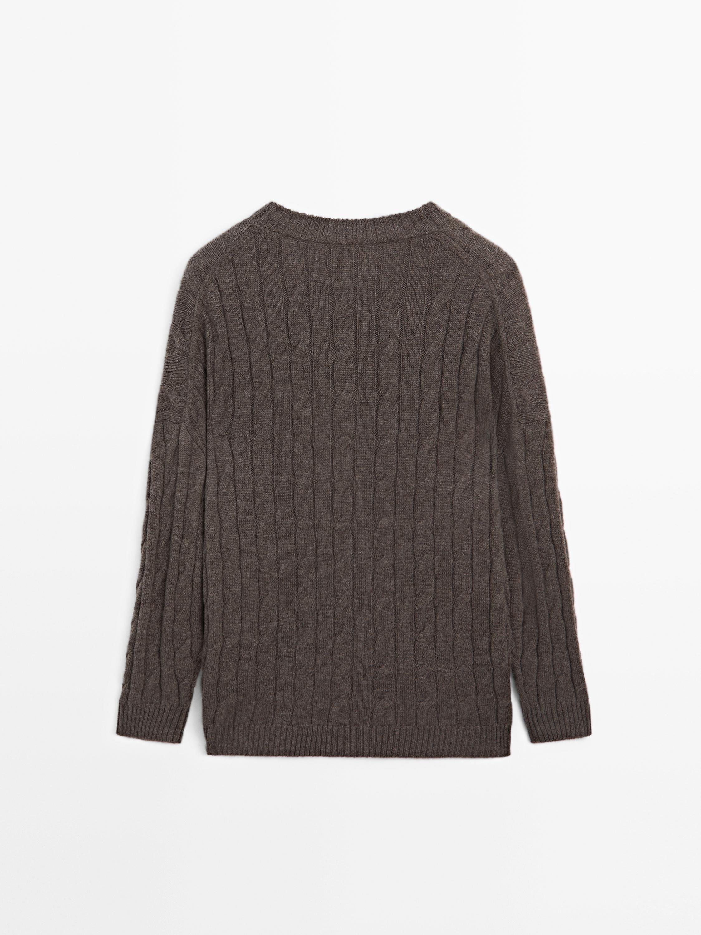 100% cashmere cable-knit sweater — ANTHRACITE GREY