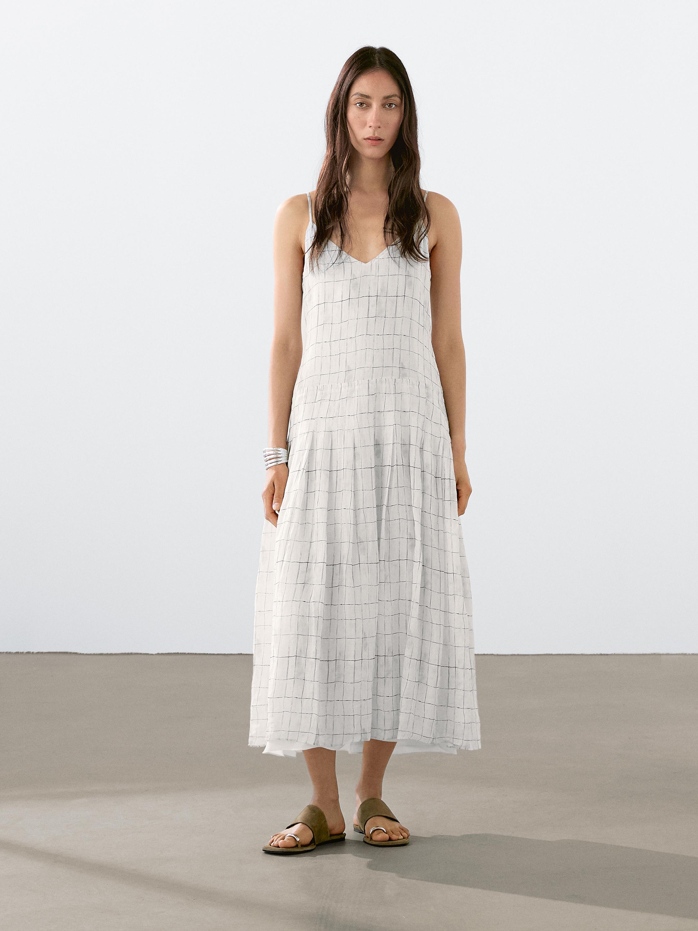 Vestido midi vuelo cuadros