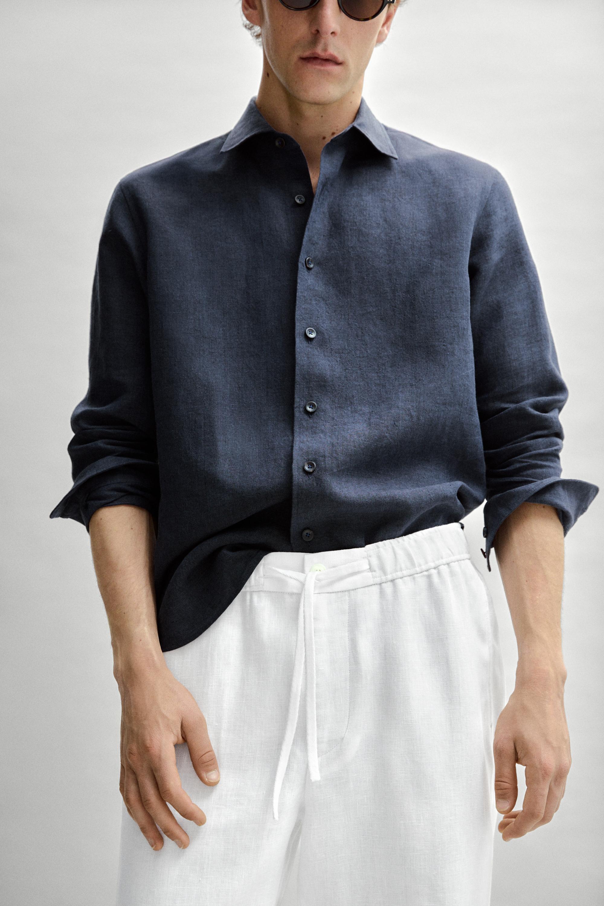 Linen jogger fit pants — WHITE