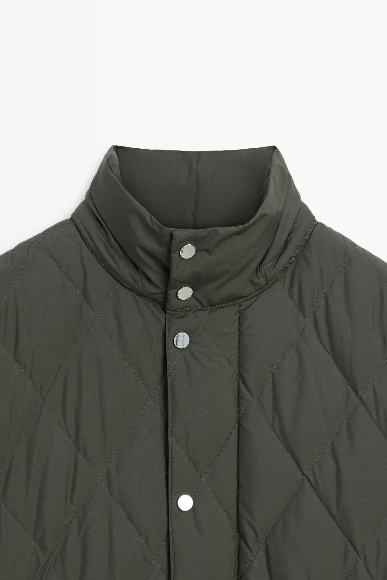 Down jacket with button detail — KHAKI