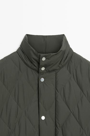 Down jacket with button detail — KHAKI 9
