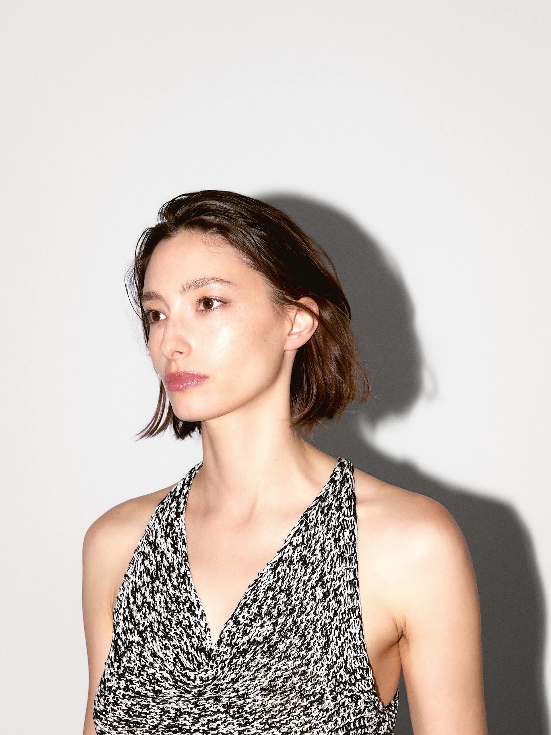 Top Drapeado De Malha Com Pormenor Jaspeado - Cru - S - Massimo Dutti - Mulher