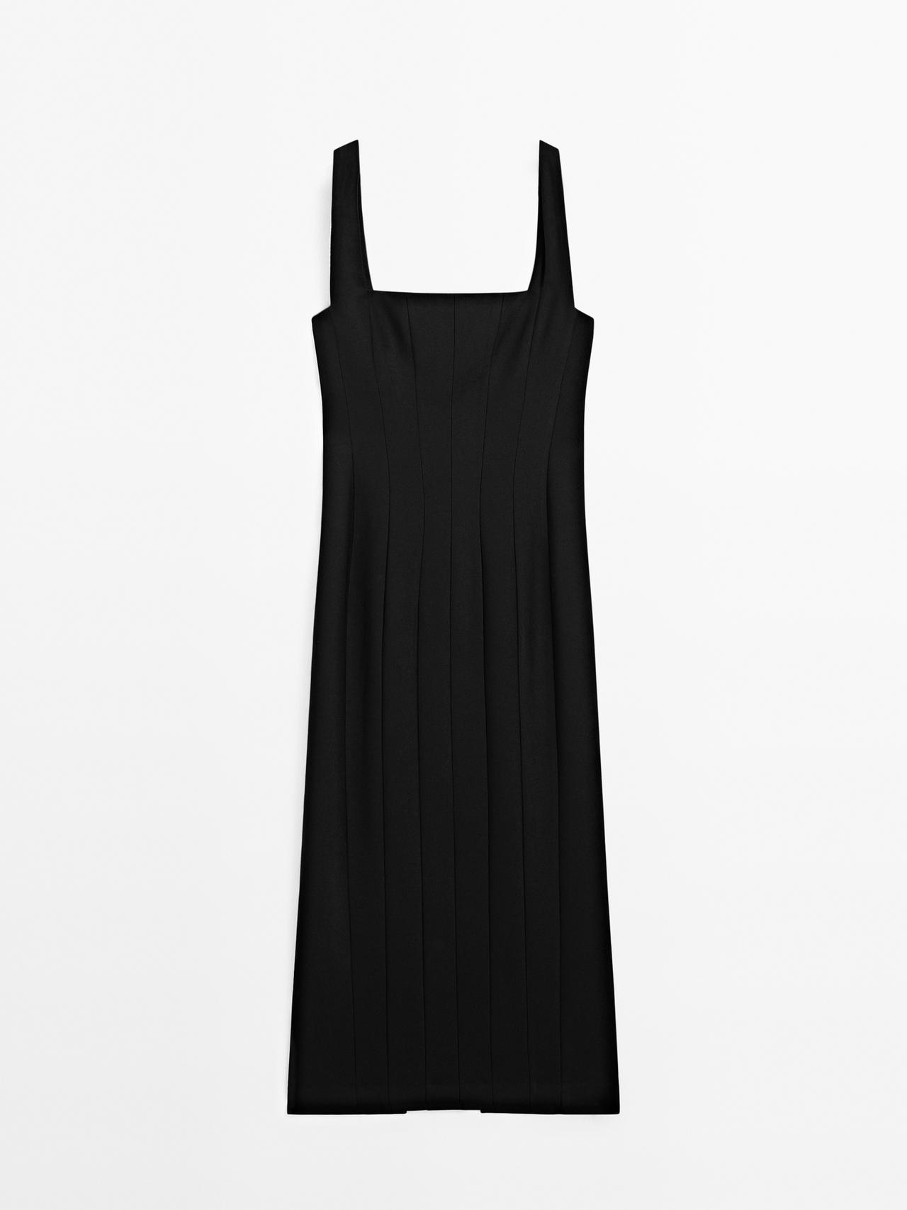 Massimo Dutti - Dame - Figursyet Midikjole - Studio - Sort - S