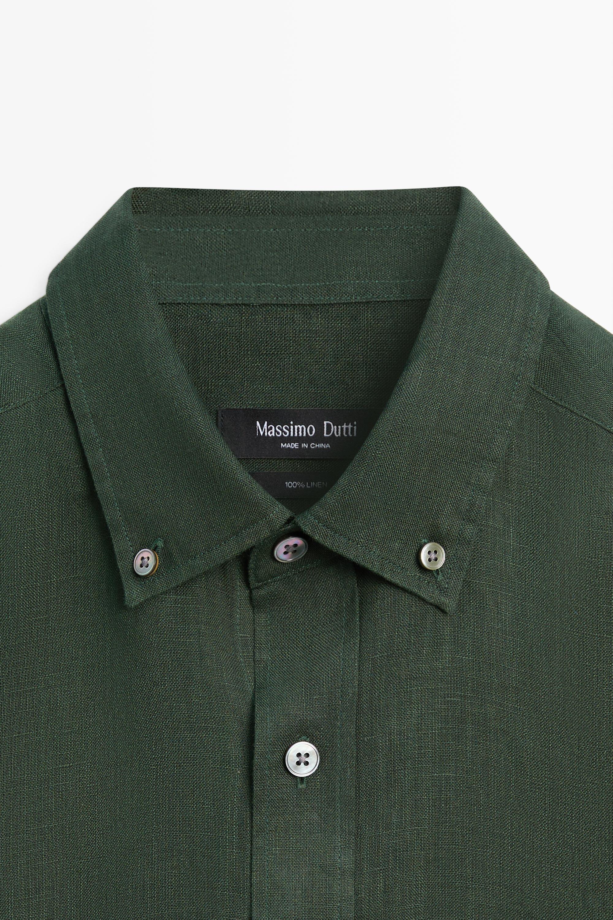 100% linen regular fit shirt — BLUISH GREEN