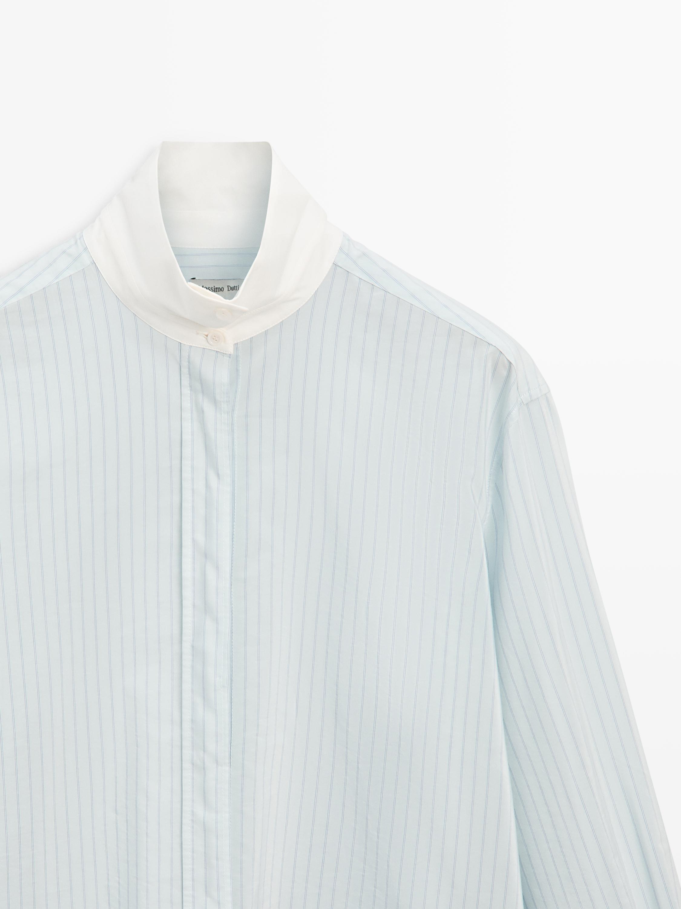 Shirt with contrast stripes - STUDIO — SKY BLUE