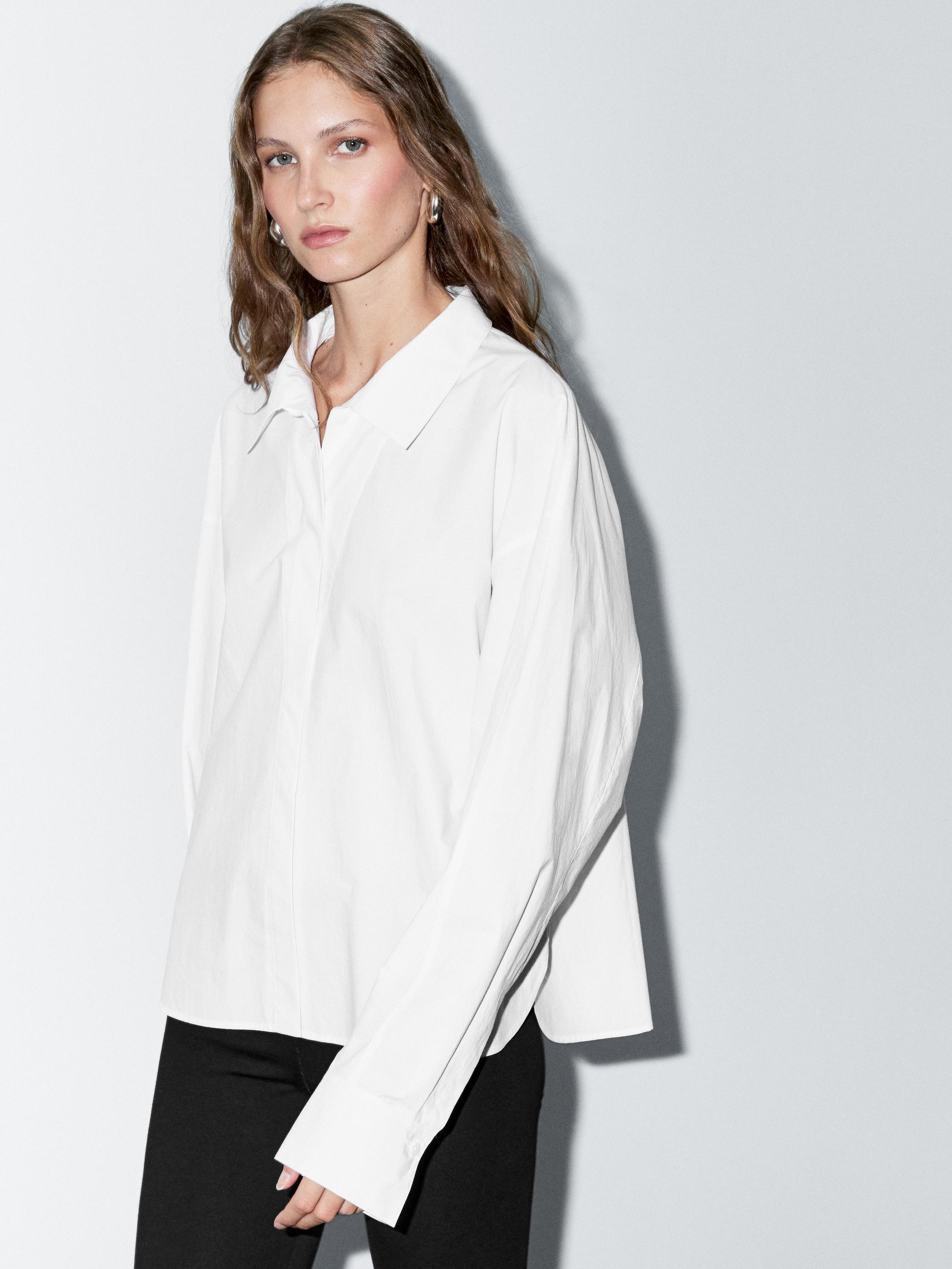 Loose-fitting 100% cotton poplin shirt
