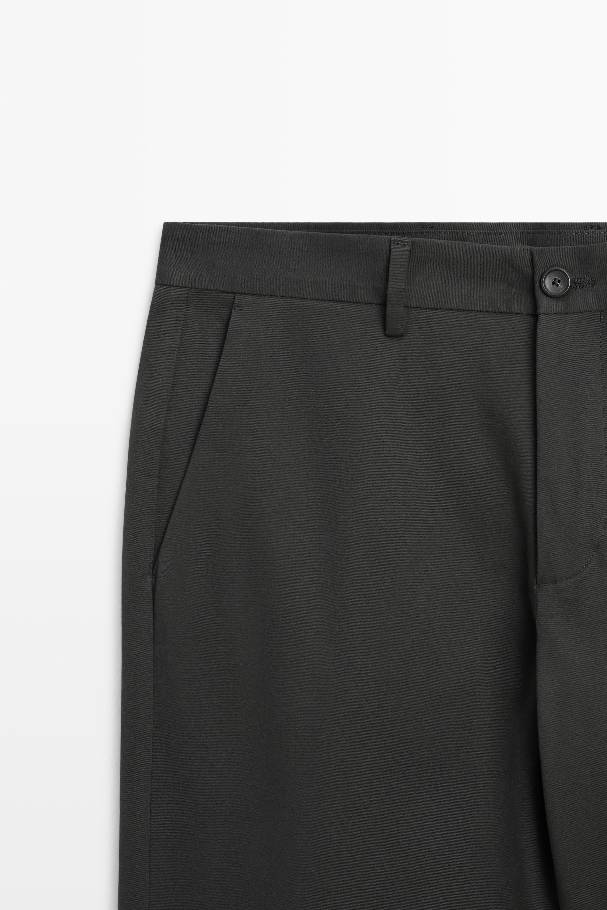 Cotton blend slim fit pants — GREY