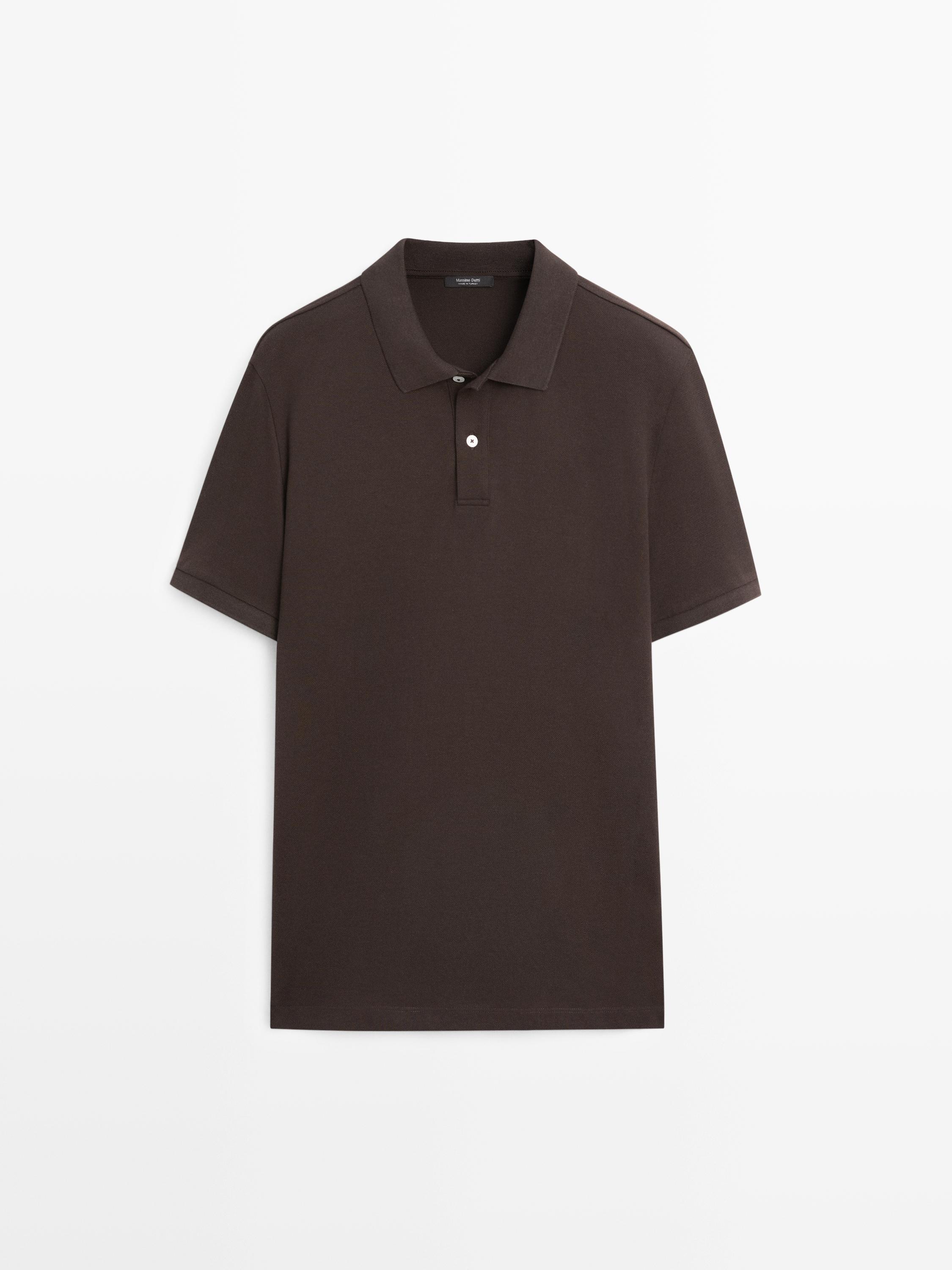 Micro textured cotton polo shirt
