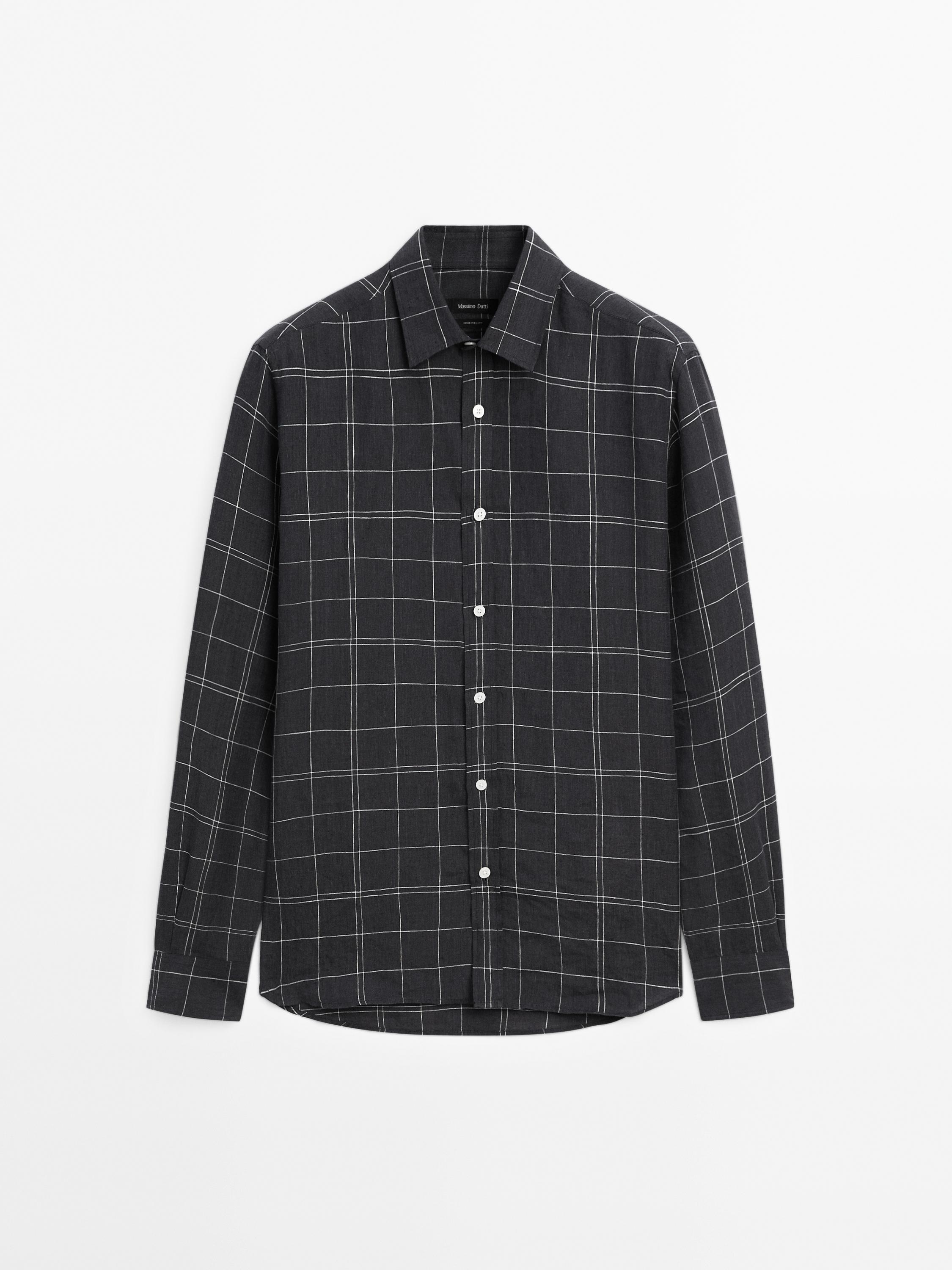 Camisa cadros regular fit 100% liño