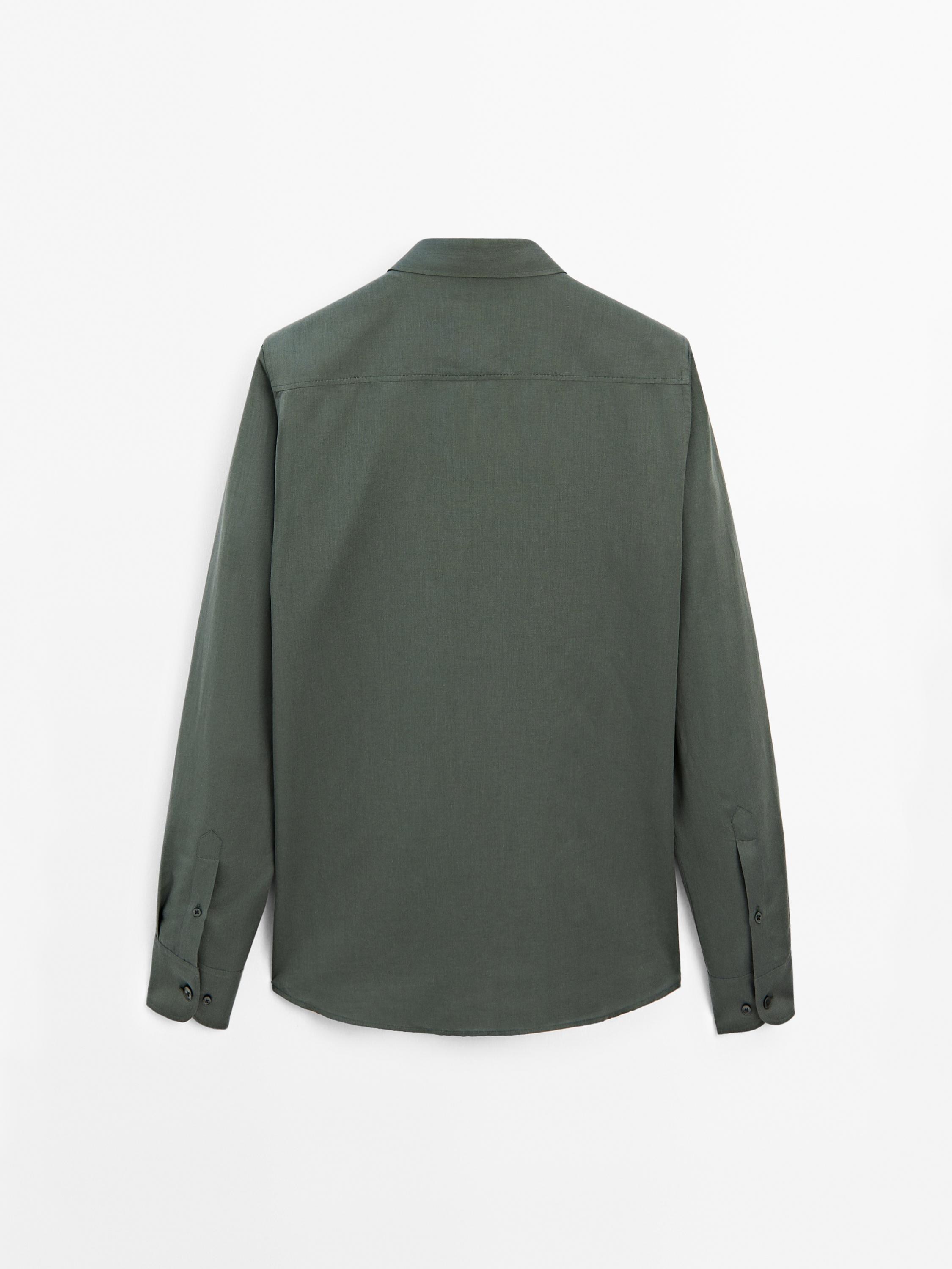 Regular fit cotton blend shirt