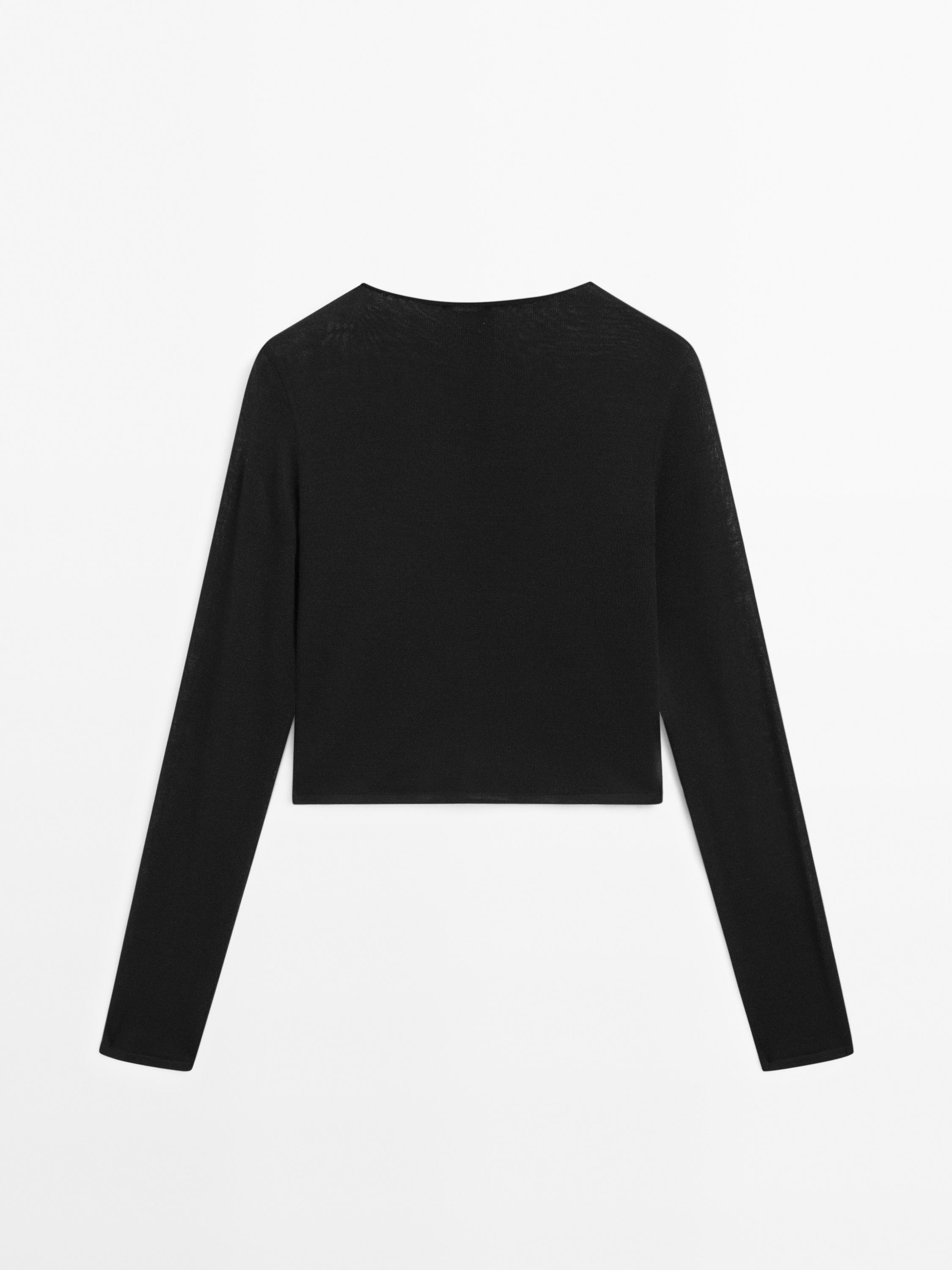 Short wool blend cardigan