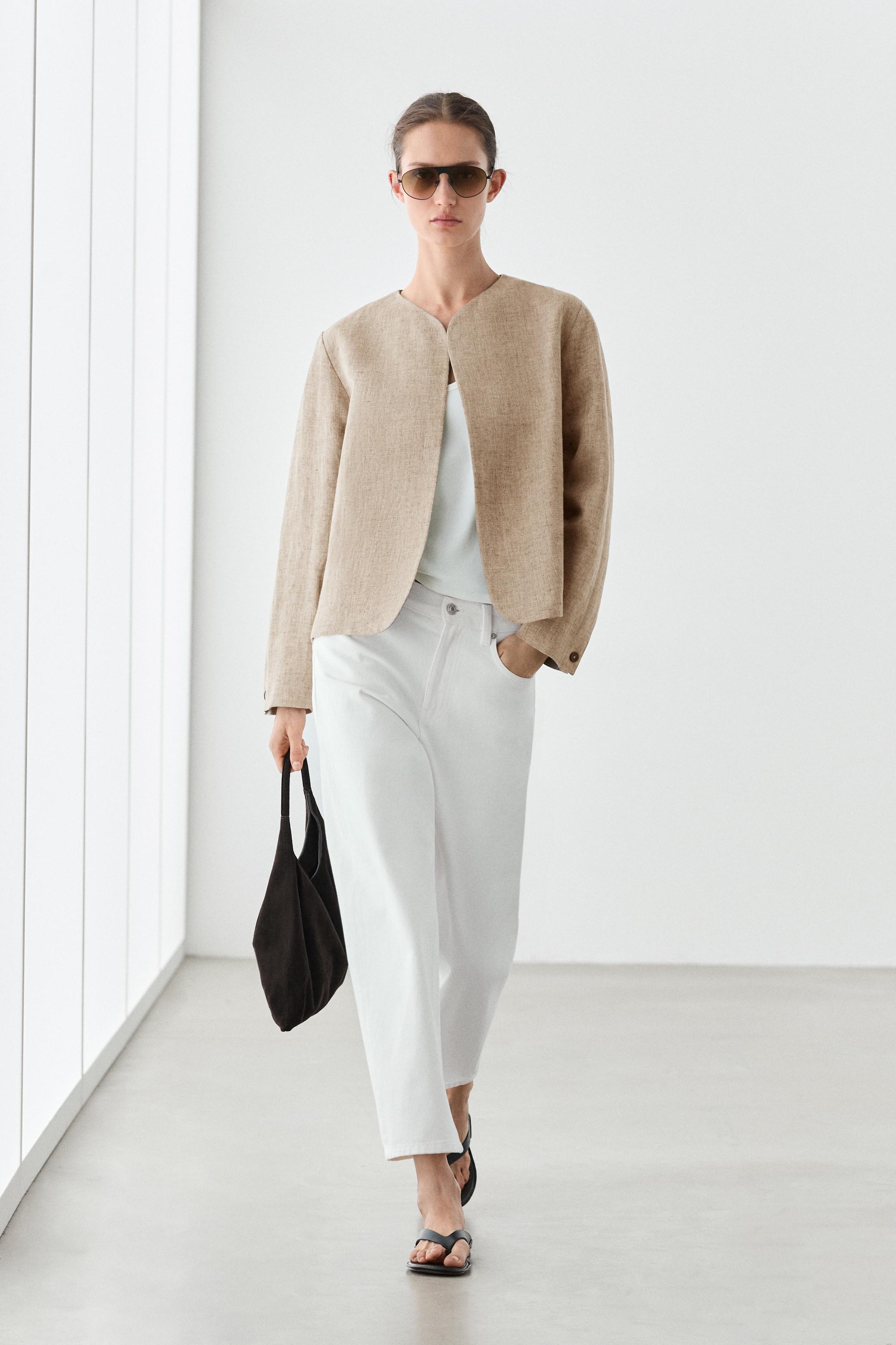 Bomber jacket with flecked detail — BEIGE