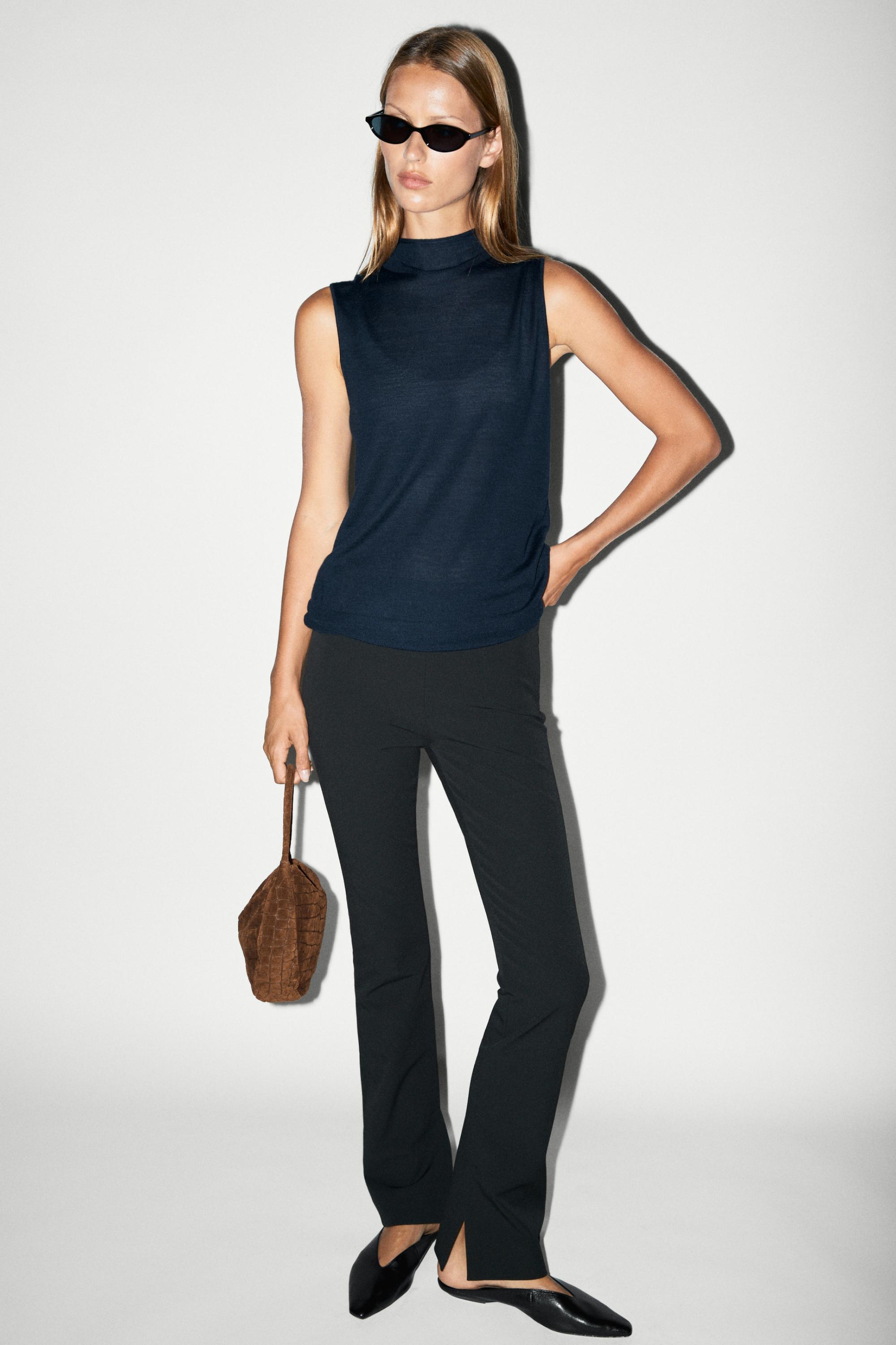 100% wool mock turtleneck knit top