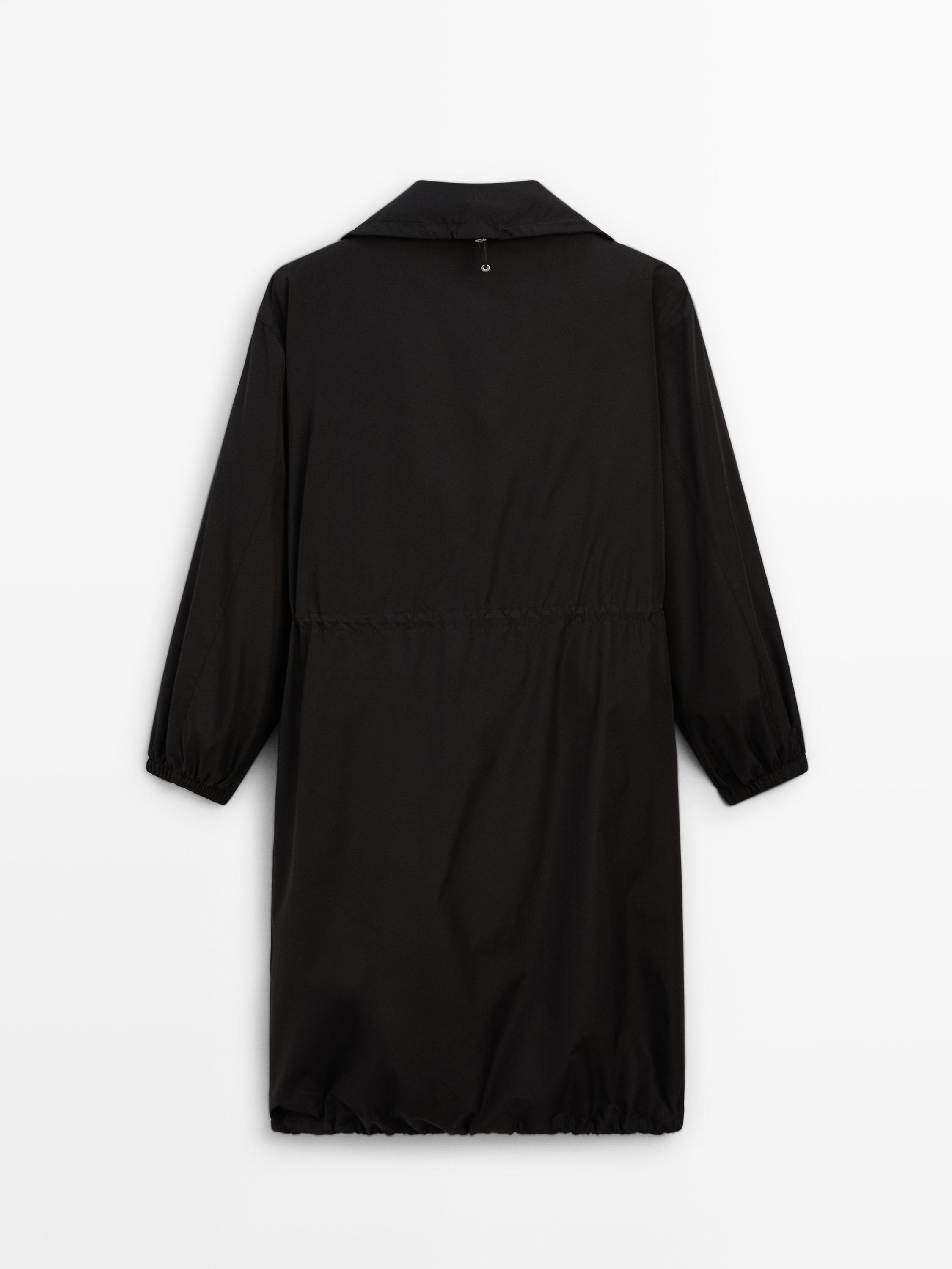 Water-repellent parka with detachable inner gilet — BLACK